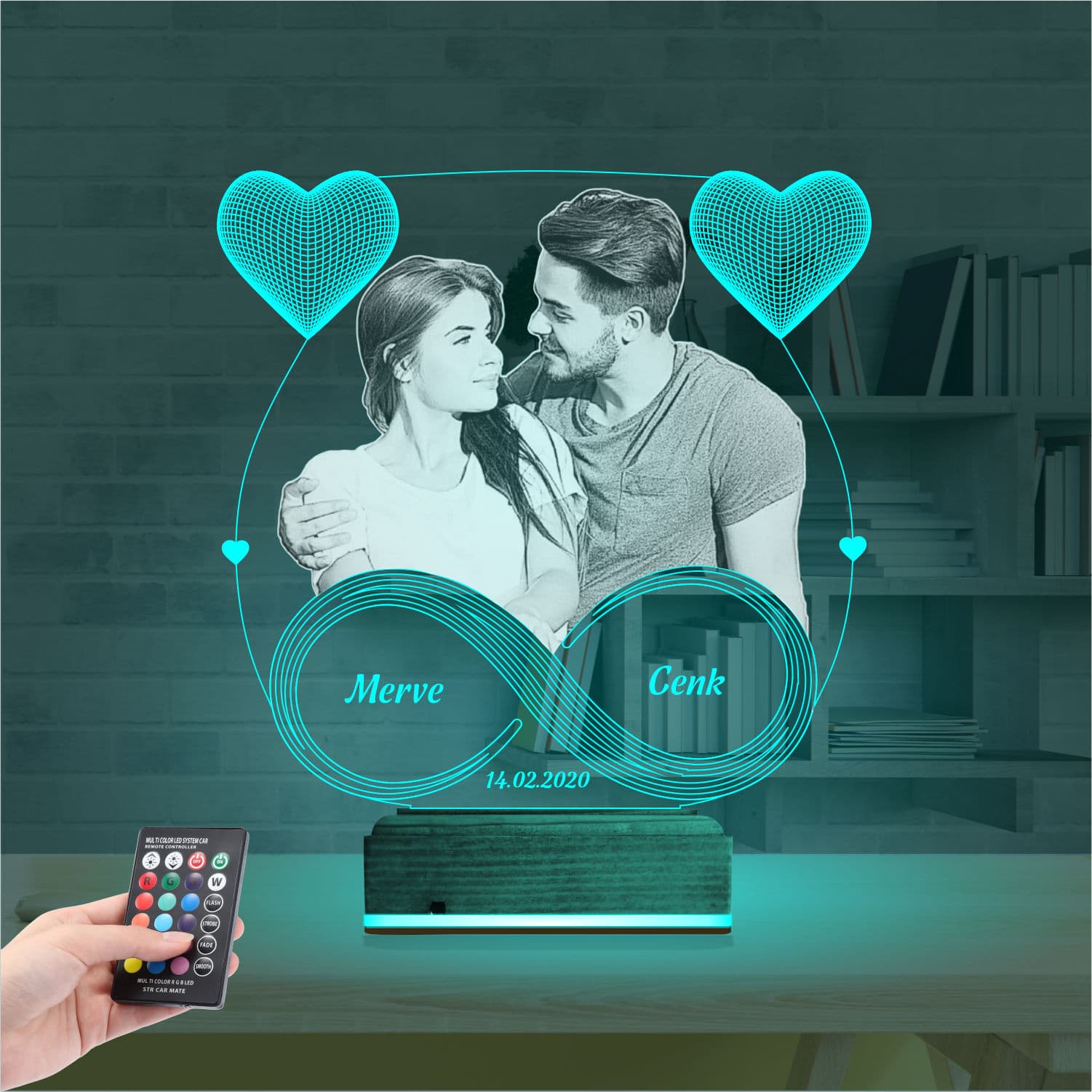 Пара и Бесконечность — 3D LED Ночник | Подарок на годовщину 3