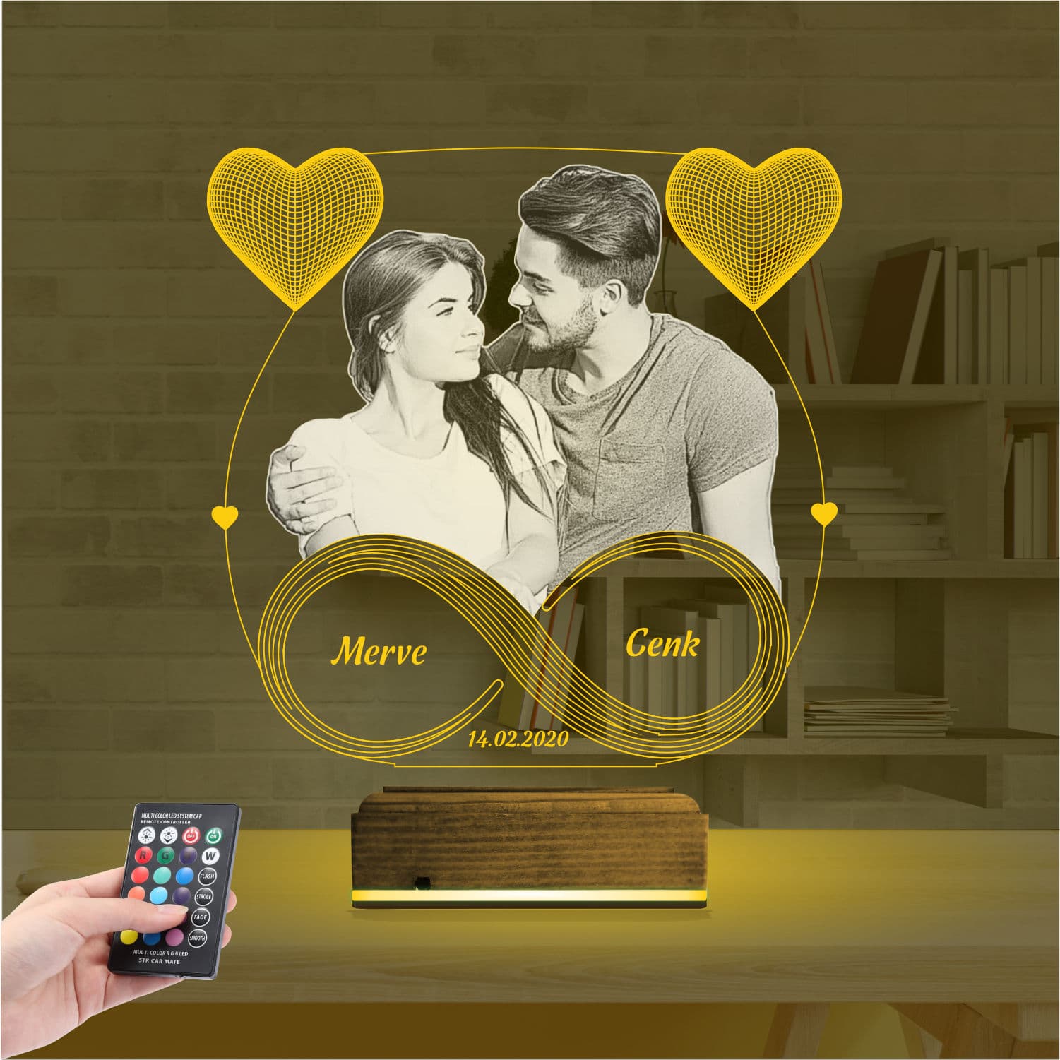 Пара и Бесконечность — 3D LED Ночник | Подарок на годовщину 8