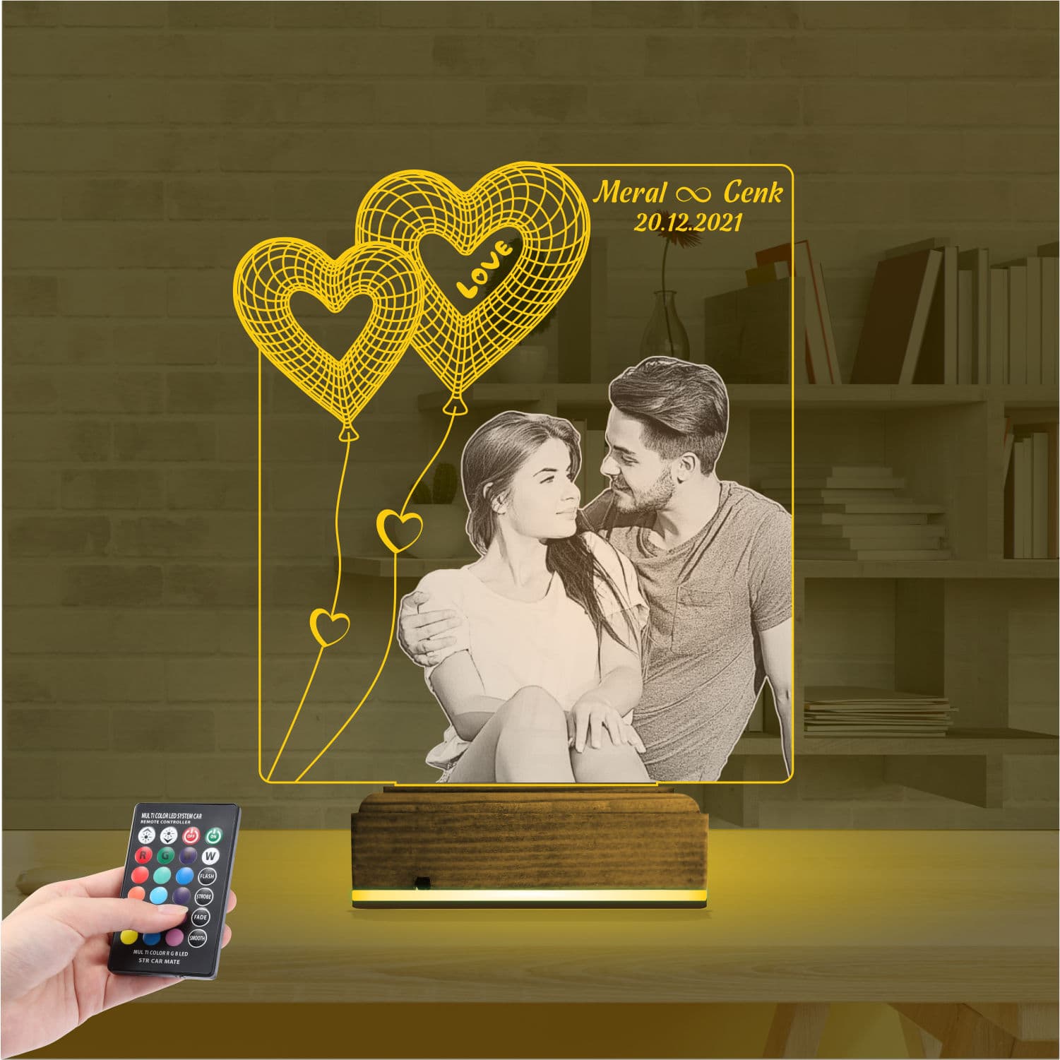 Влюбленная пара и сердца — 3D LED Ночник | Подарок любимым 8