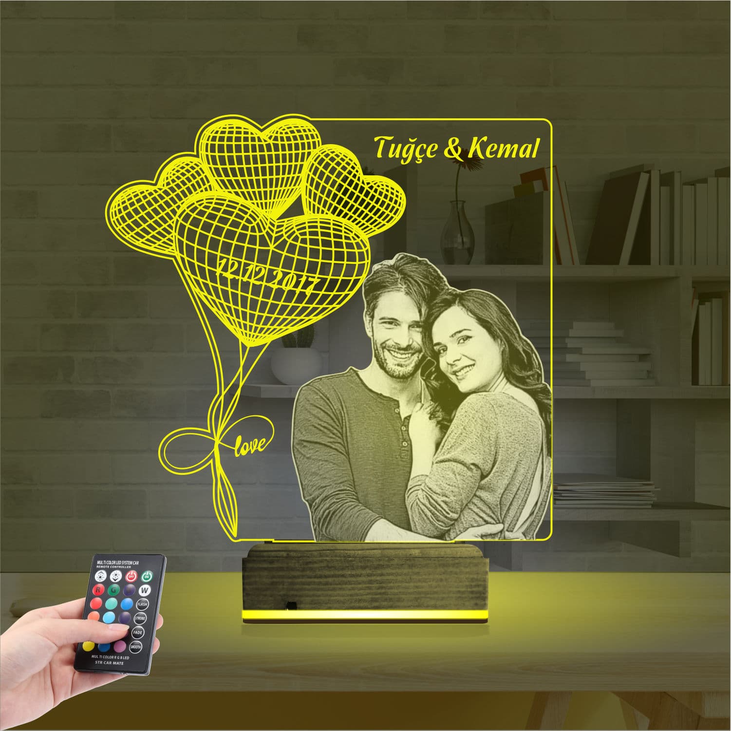 Именной 3D Ночник с фото и именами 5