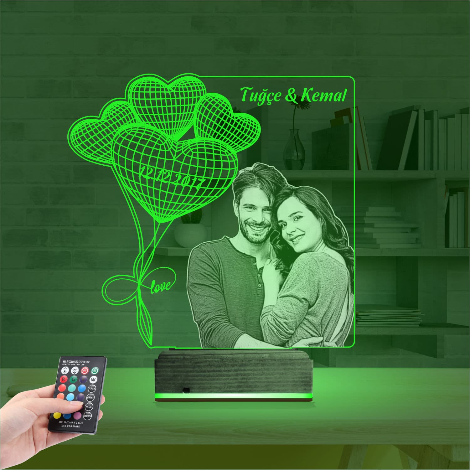 Именной 3D Ночник с фото и именами 6