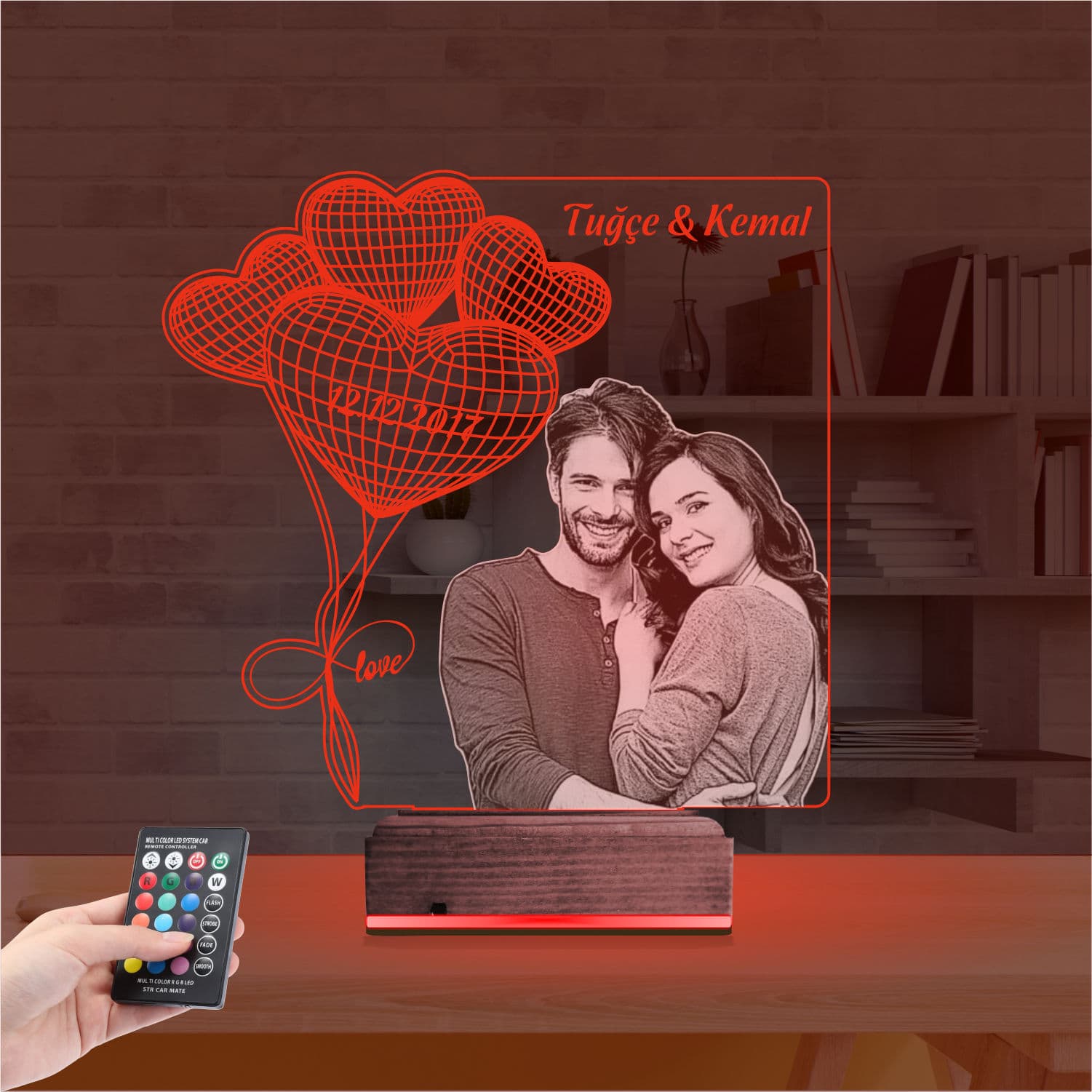 Именной 3D Ночник с фото и именами 7