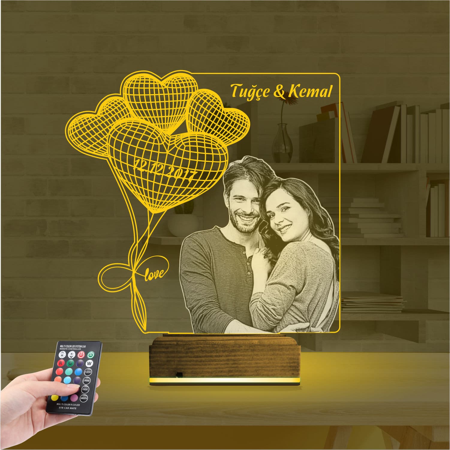 Именной 3D Ночник с фото и именами 8