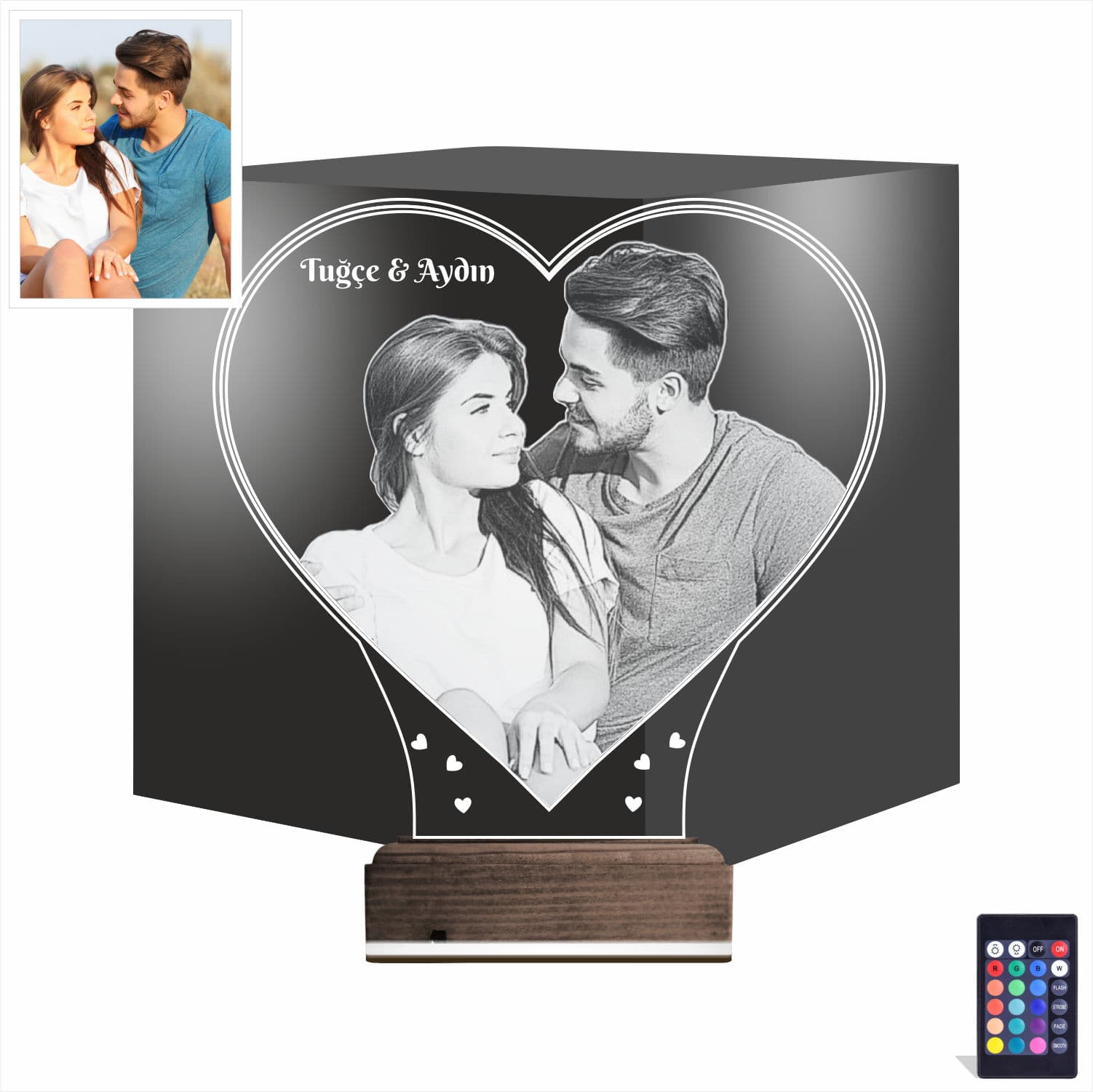 Сердце с фото 3D Ночник 1