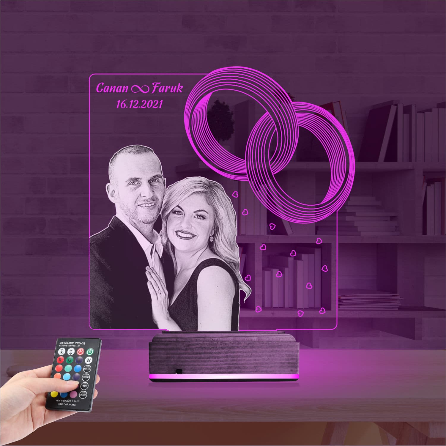 Фото и кольца 3D Ночник с именами 4