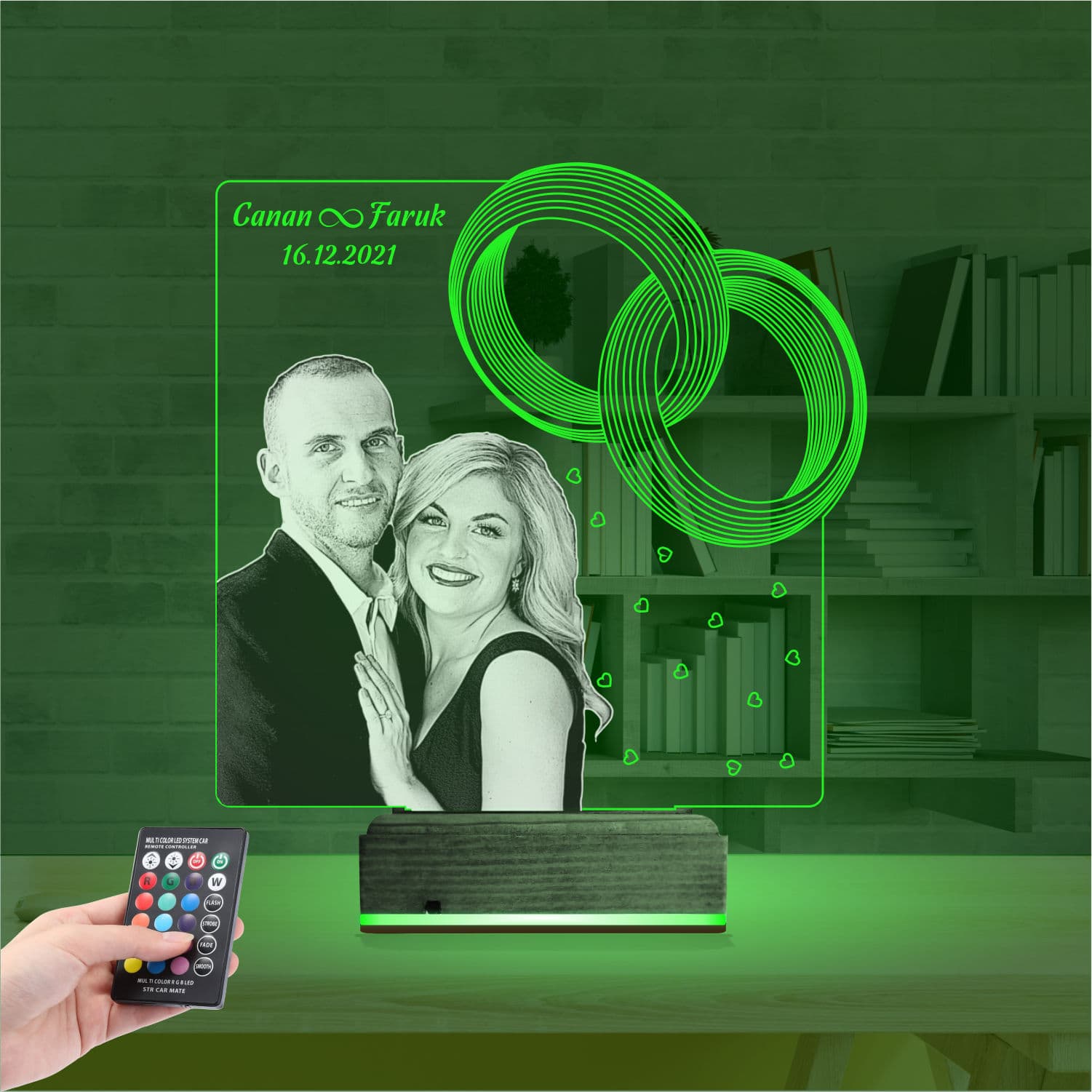 Фото и кольца 3D Ночник с именами 6