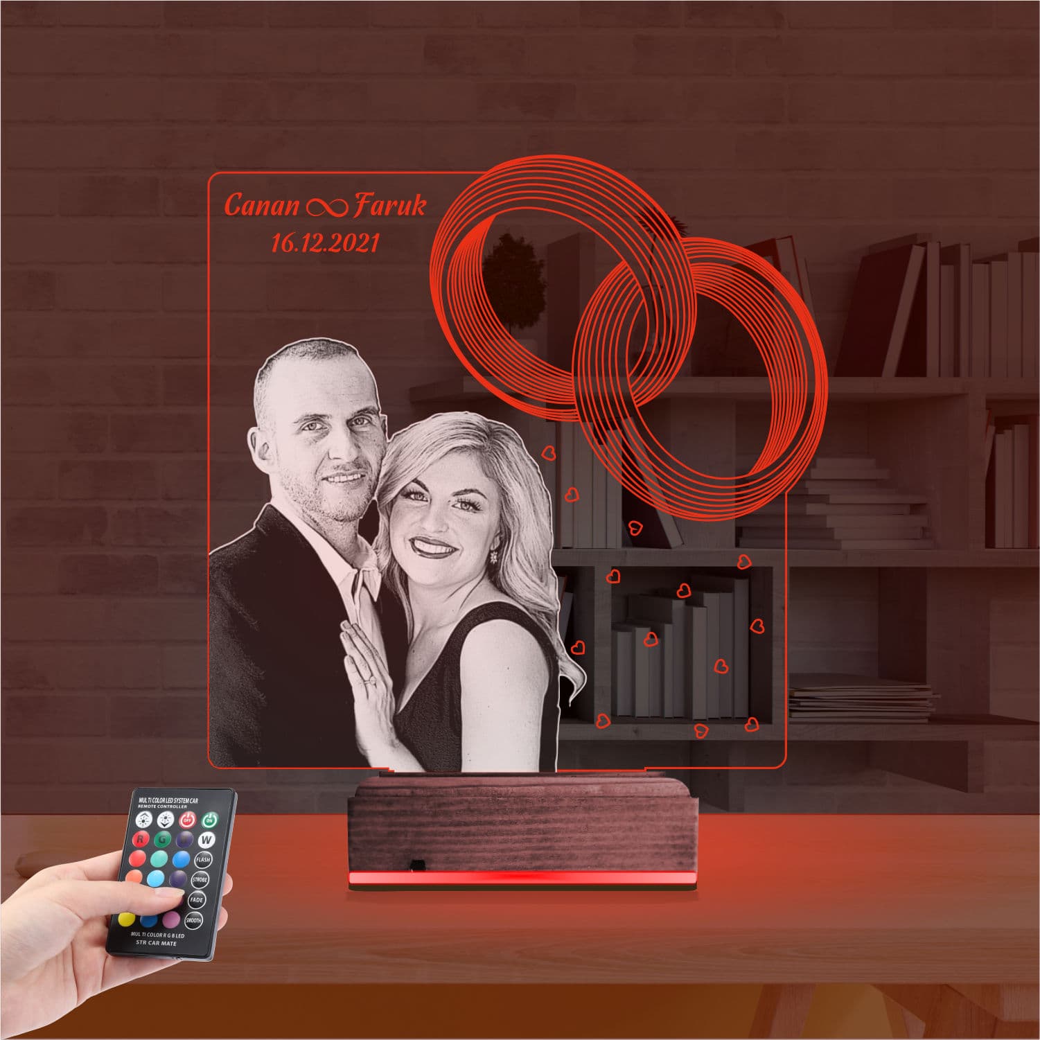 Фото и кольца 3D Ночник с именами 7