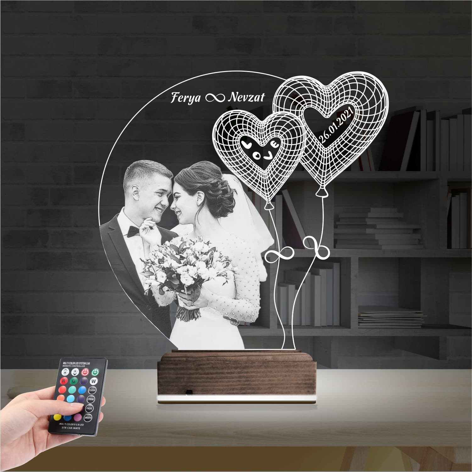 Свадебное фото — 3D LED Ночник | Подарок на годовщину 2