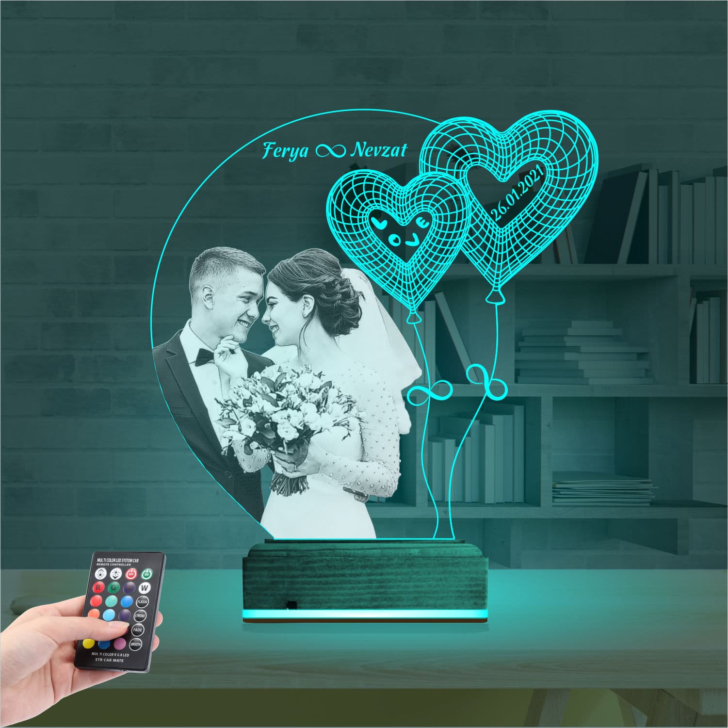 Свадебное фото — 3D LED Ночник | Подарок на годовщину 3