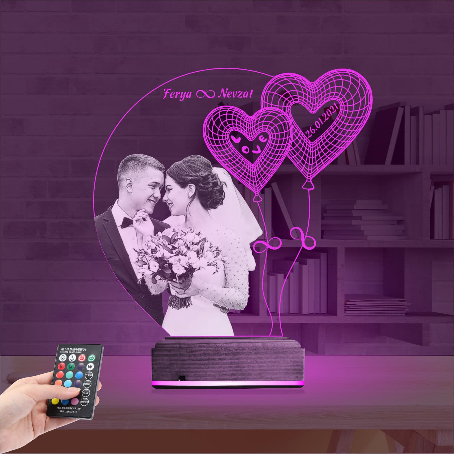 Свадебное фото — 3D LED Ночник | Подарок на годовщину 4