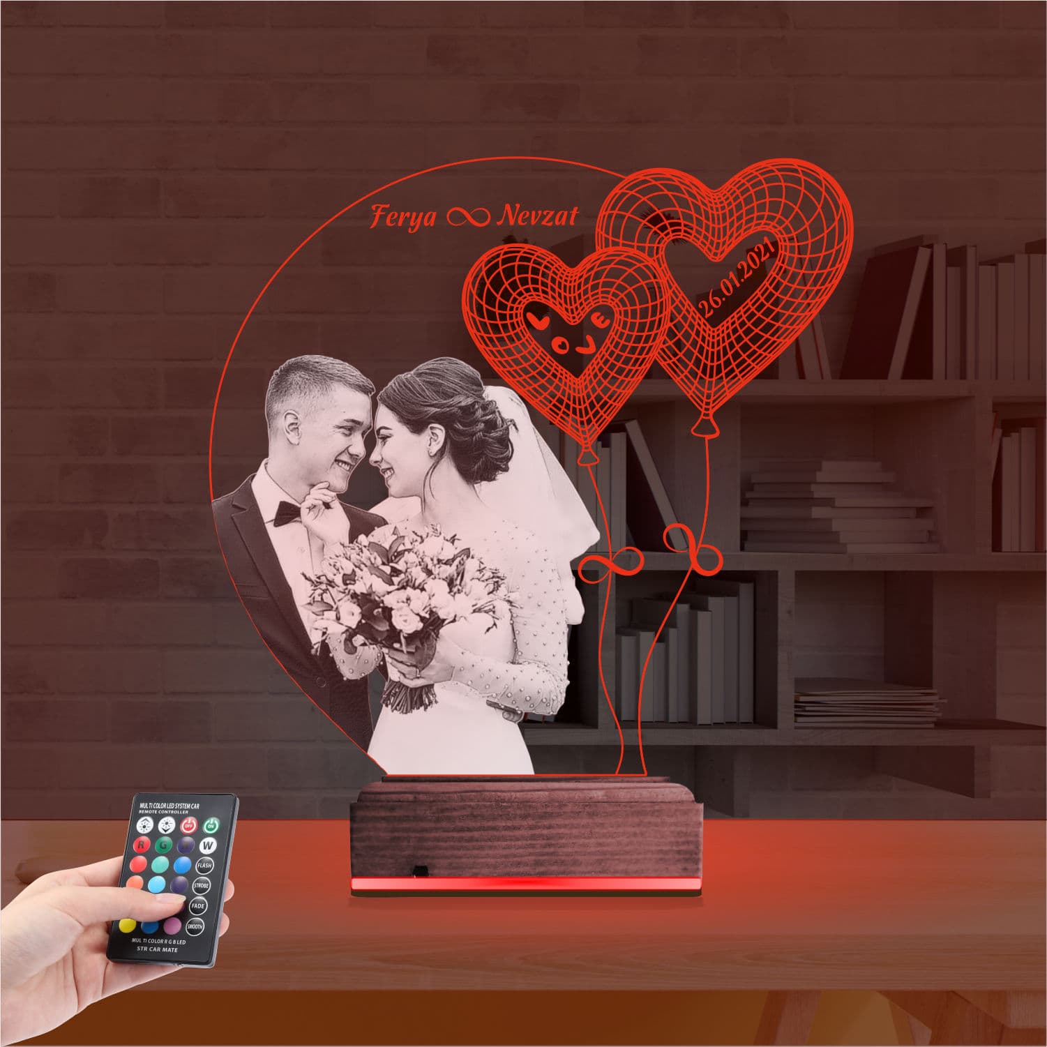 Свадебное фото — 3D LED Ночник | Подарок на годовщину 7