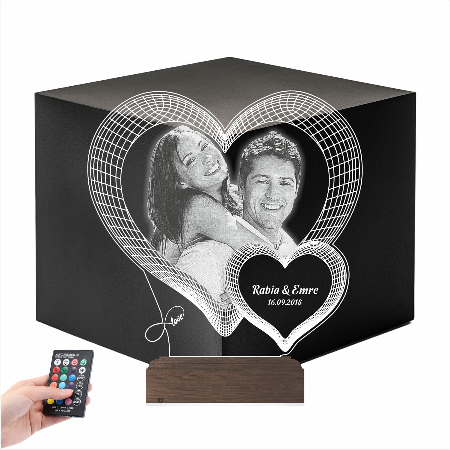 Сердце с вашим фото — 3D LED Ночник | Подарок на годовщину