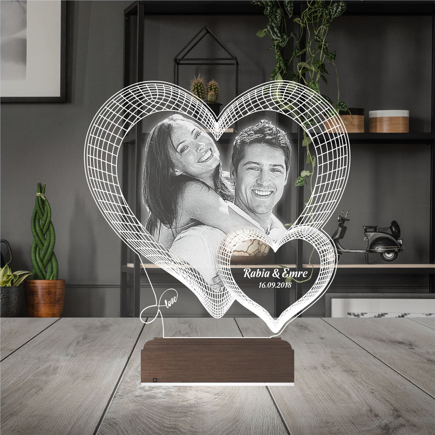 Сердце с вашим фото — 3D LED Ночник | Подарок на годовщину