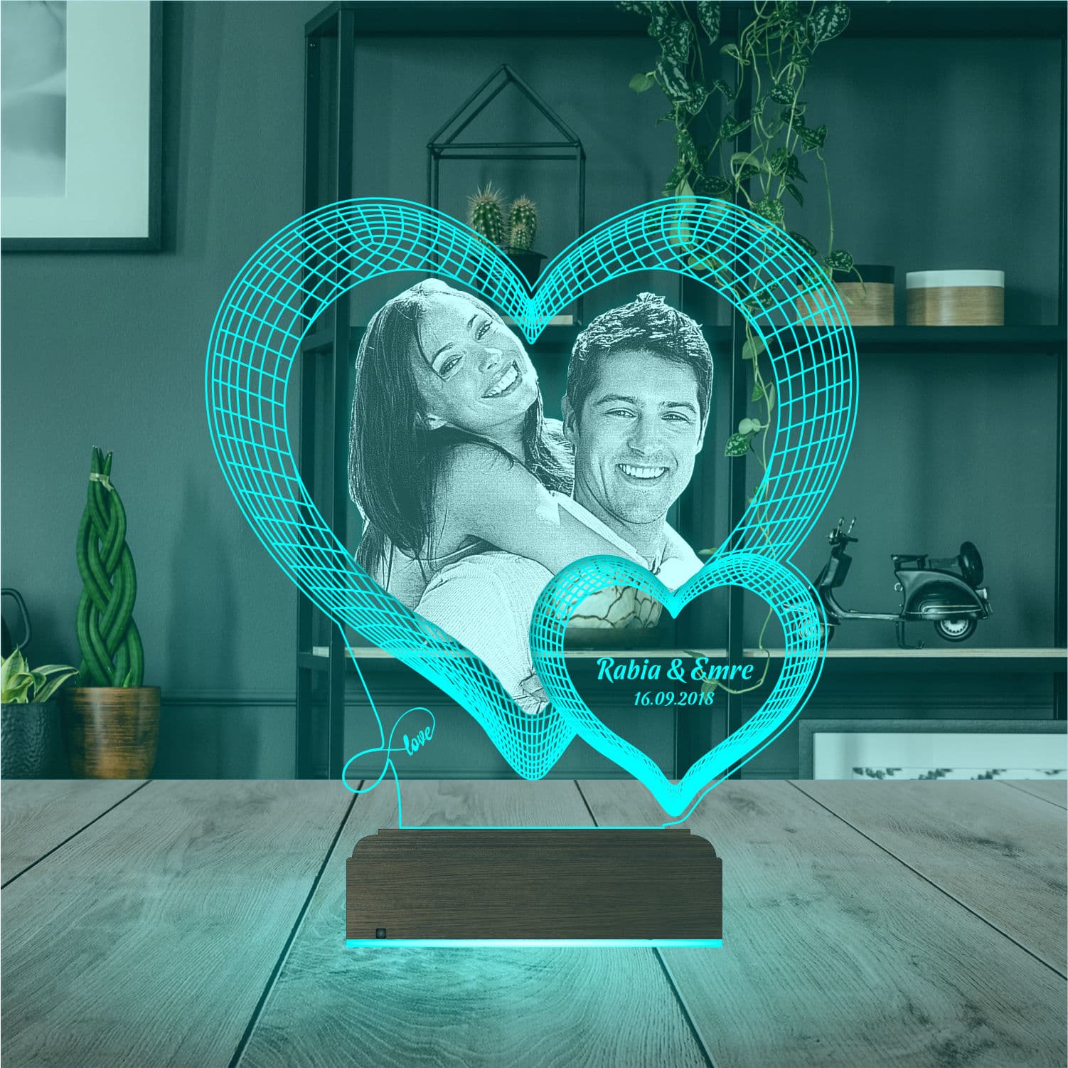 Сердце с вашим фото — 3D LED Ночник | Подарок на годовщину 3