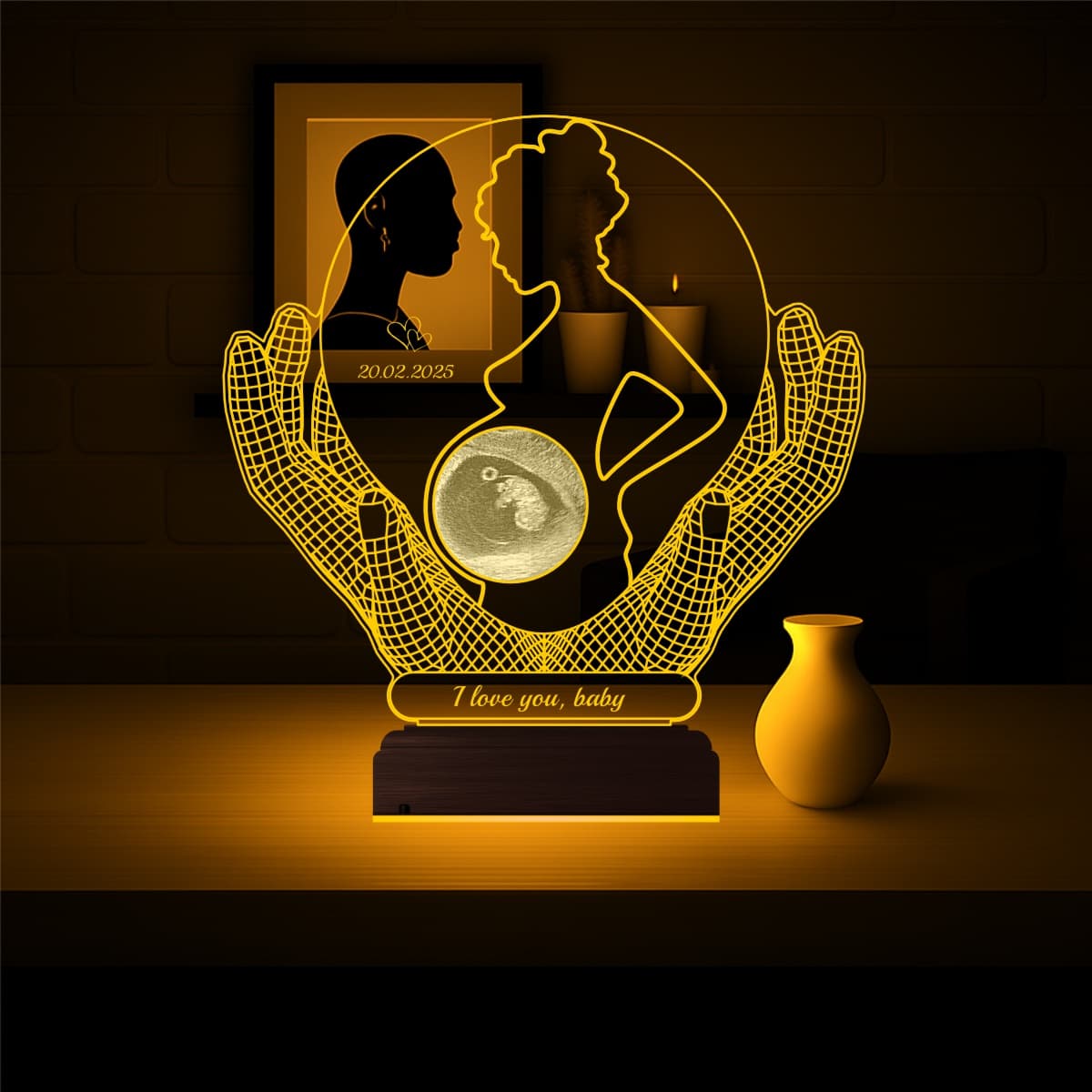 Беременная женщина и УЗИ — 3D LED Ночник | Подарок будущей маме 1