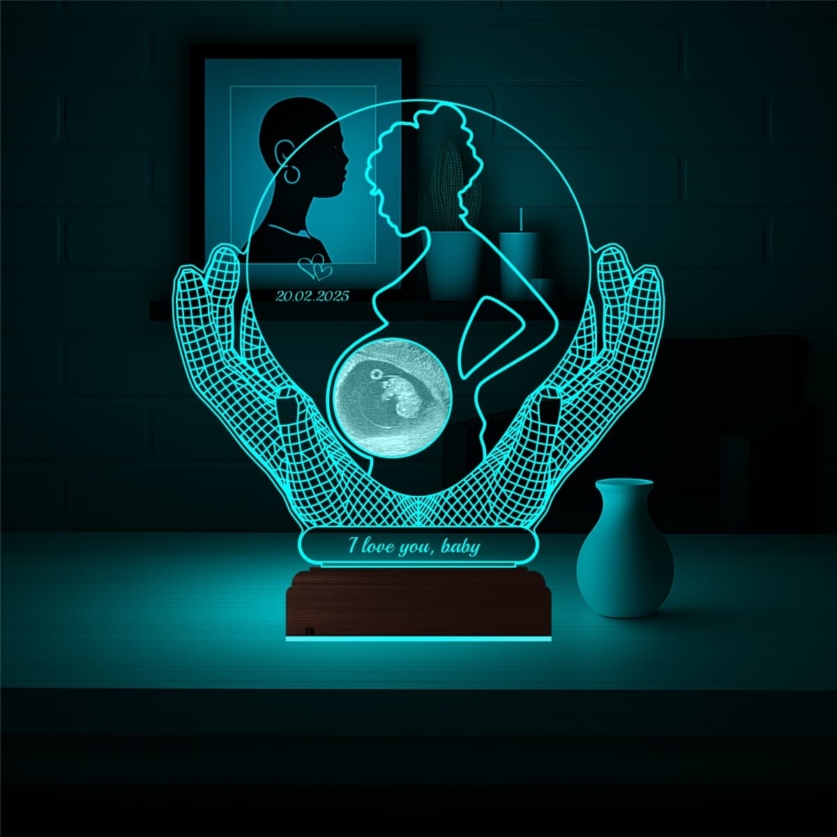 Беременная женщина и УЗИ — 3D LED Ночник | Подарок будущей маме 3