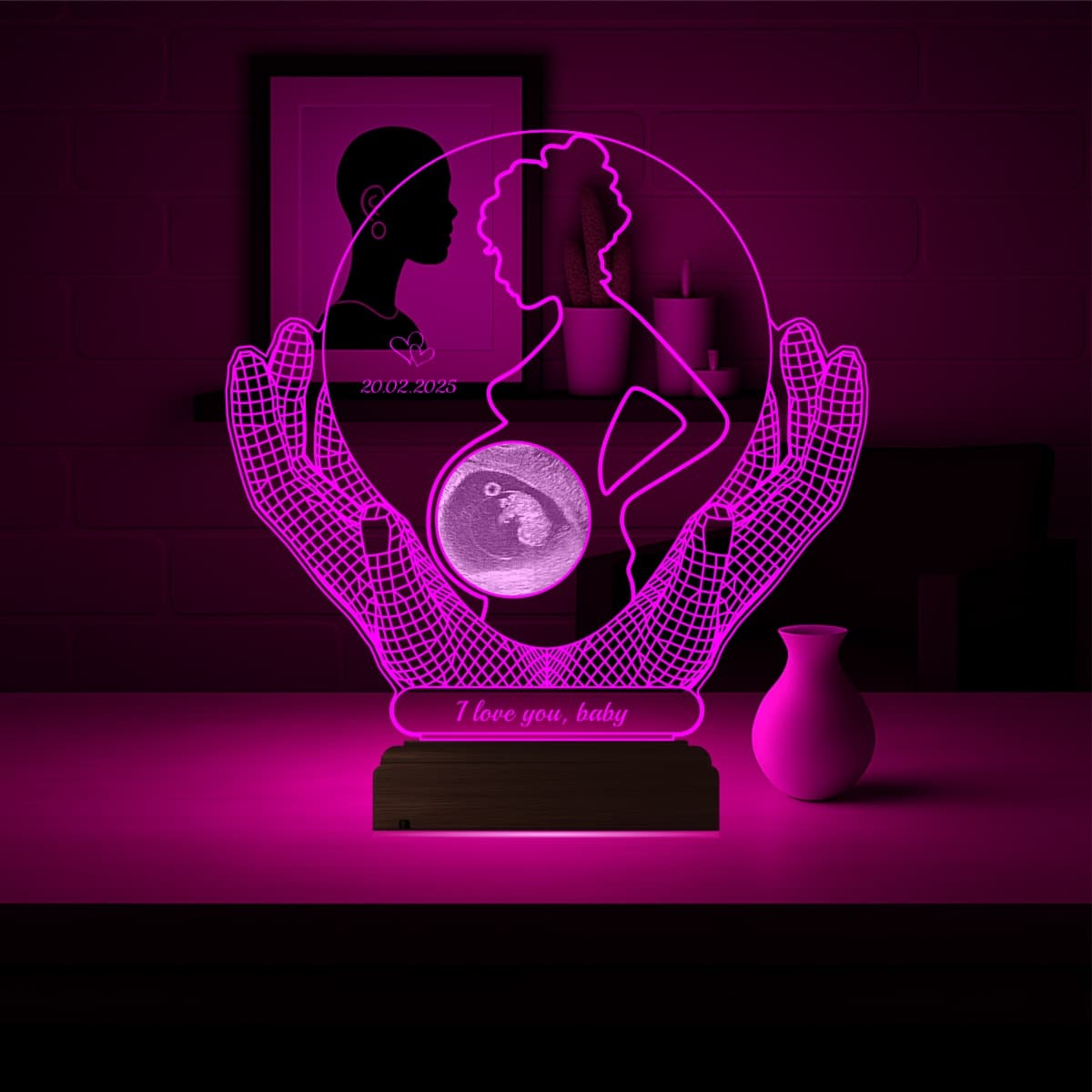 Беременная женщина и УЗИ — 3D LED Ночник | Подарок будущей маме 4