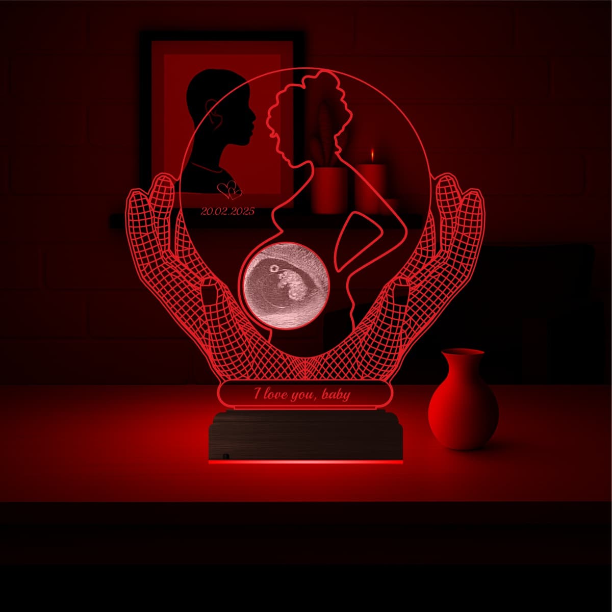 Беременная женщина и УЗИ — 3D LED Ночник | Подарок будущей маме 6