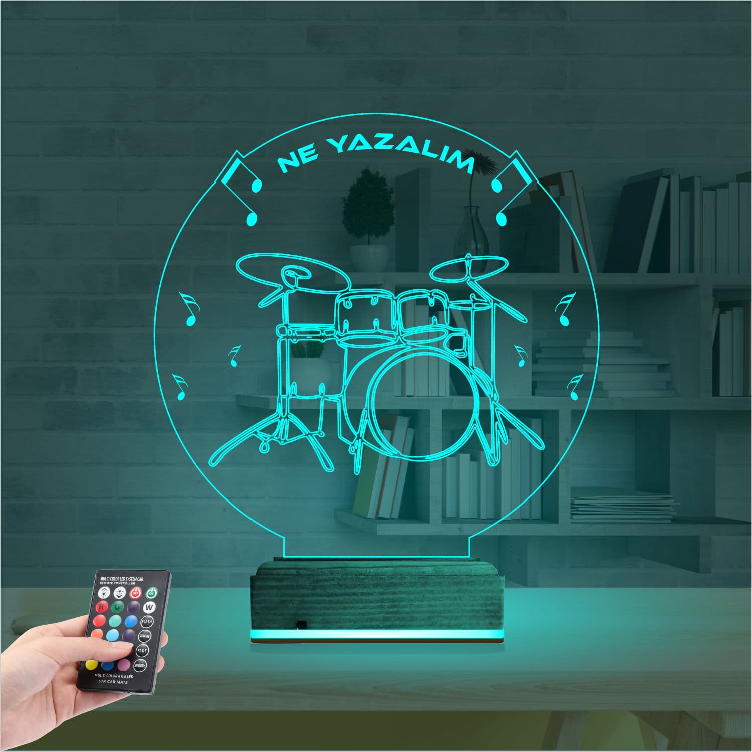 Барабанная установка — 3D LED Ночник | Подарок музыканту 3