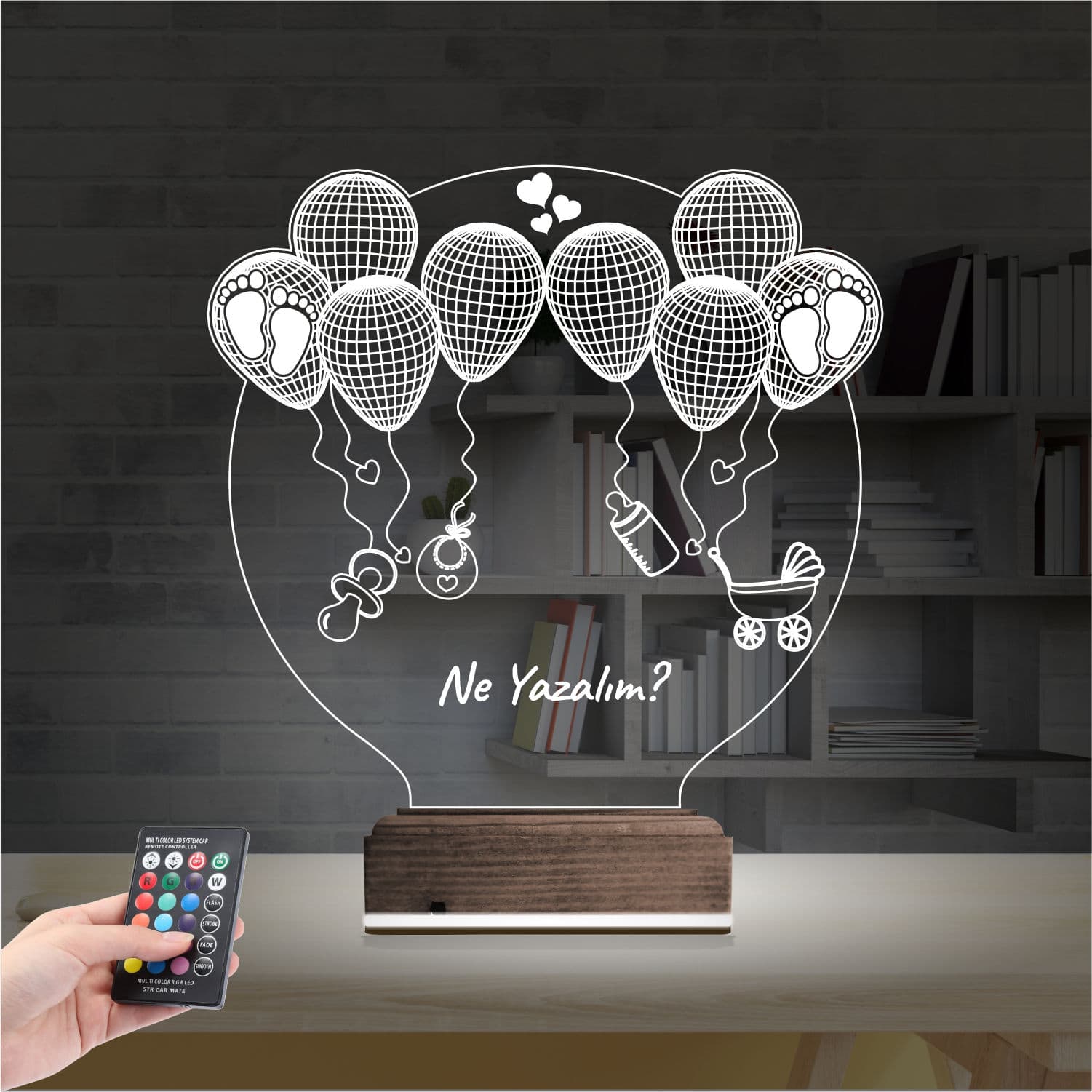 Воздушные шары и малыш — 3D LED Ночник | Подарок на рождение 2