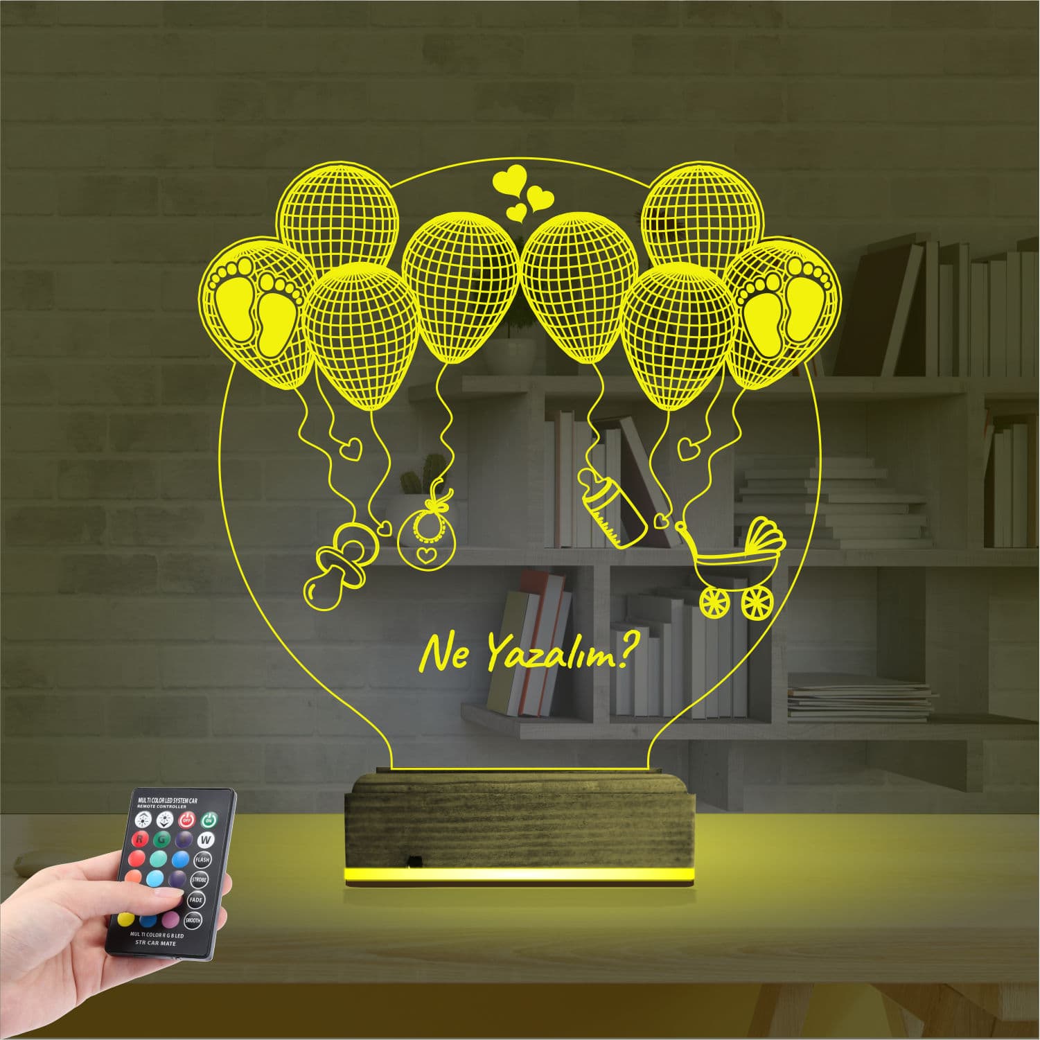 Воздушные шары и малыш — 3D LED Ночник | Подарок на рождение 5