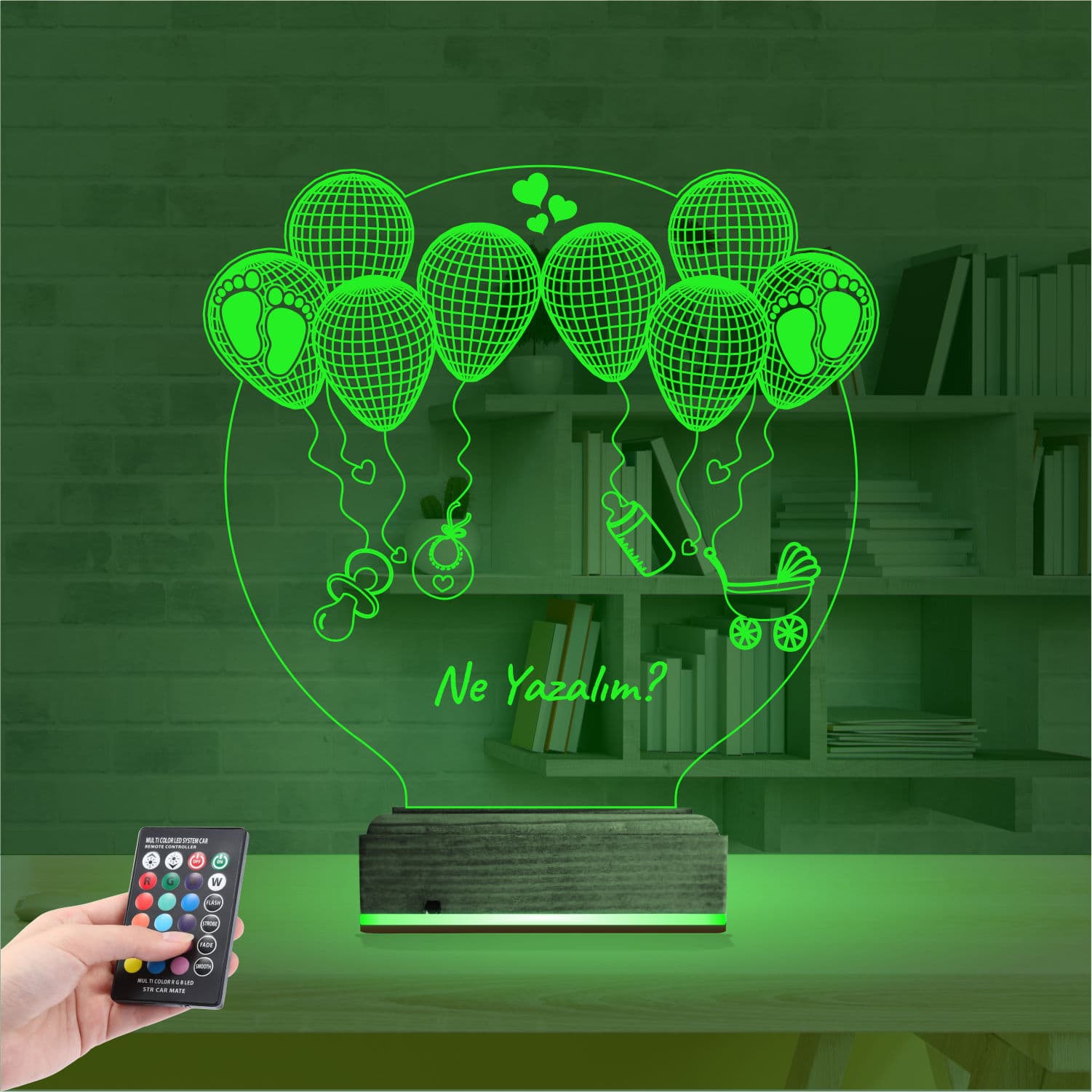 Воздушные шары и малыш — 3D LED Ночник | Подарок на рождение 6