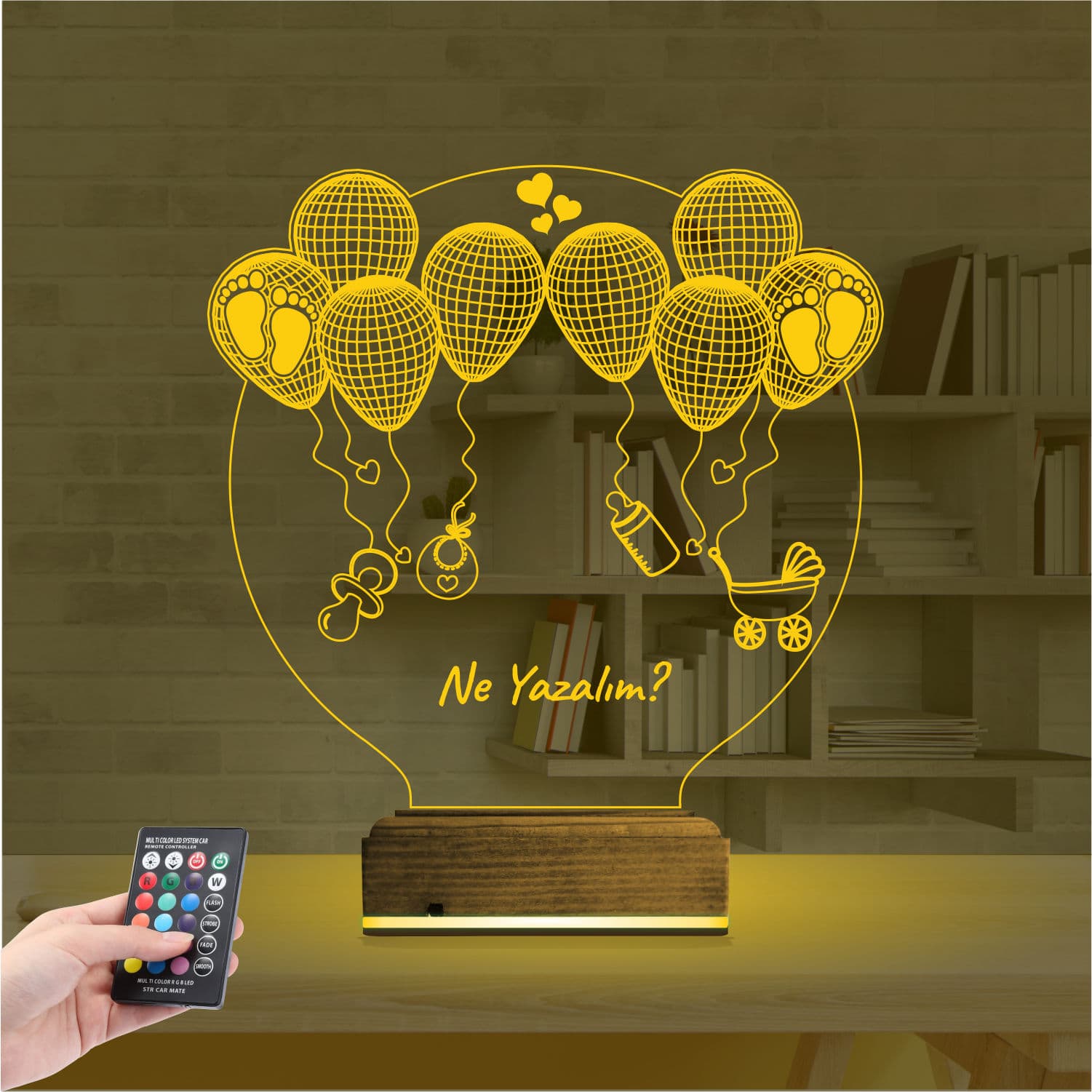 Воздушные шары и малыш — 3D LED Ночник | Подарок на рождение 8