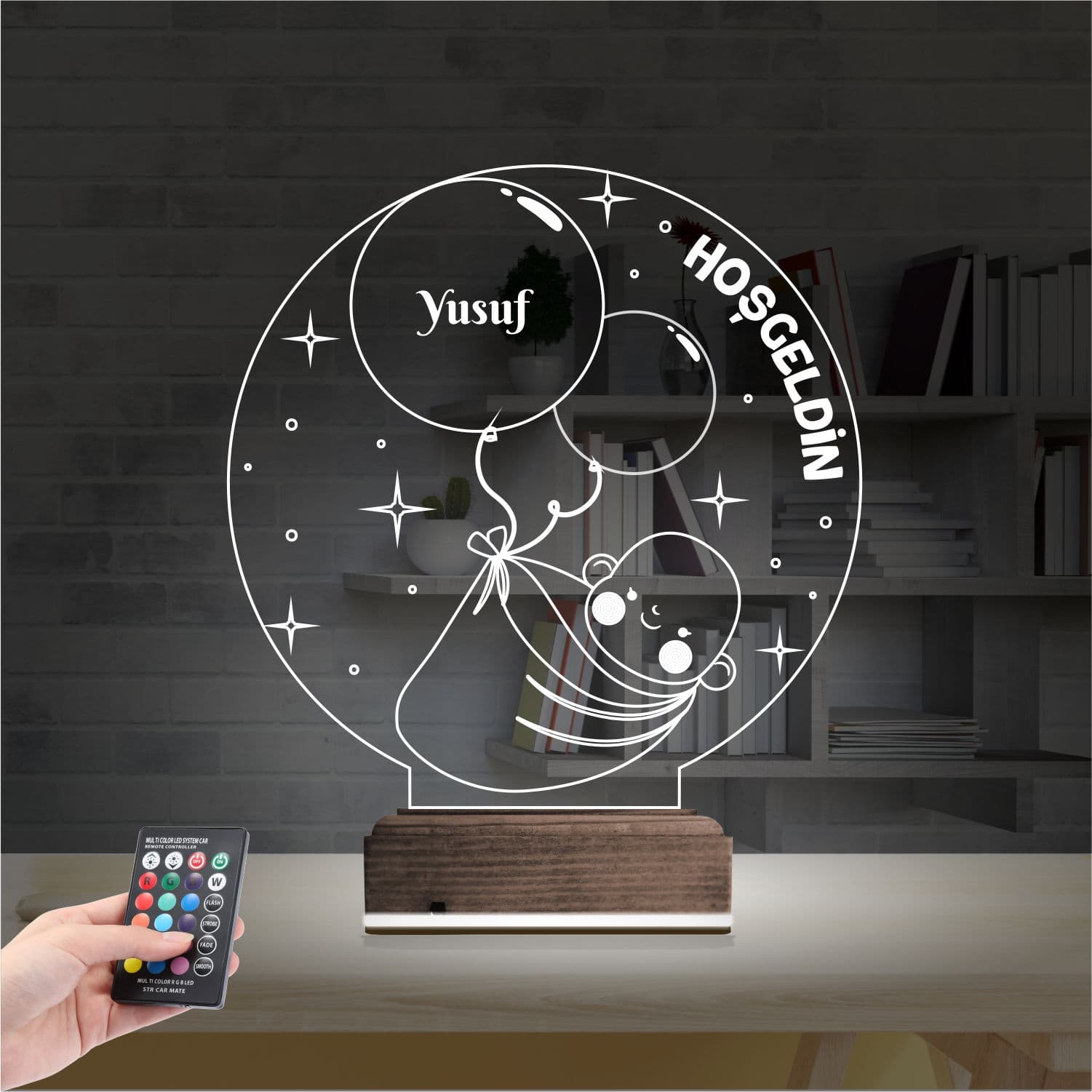 Младенец с шариками — 3D LED Ночник | Подарок на рождение 2