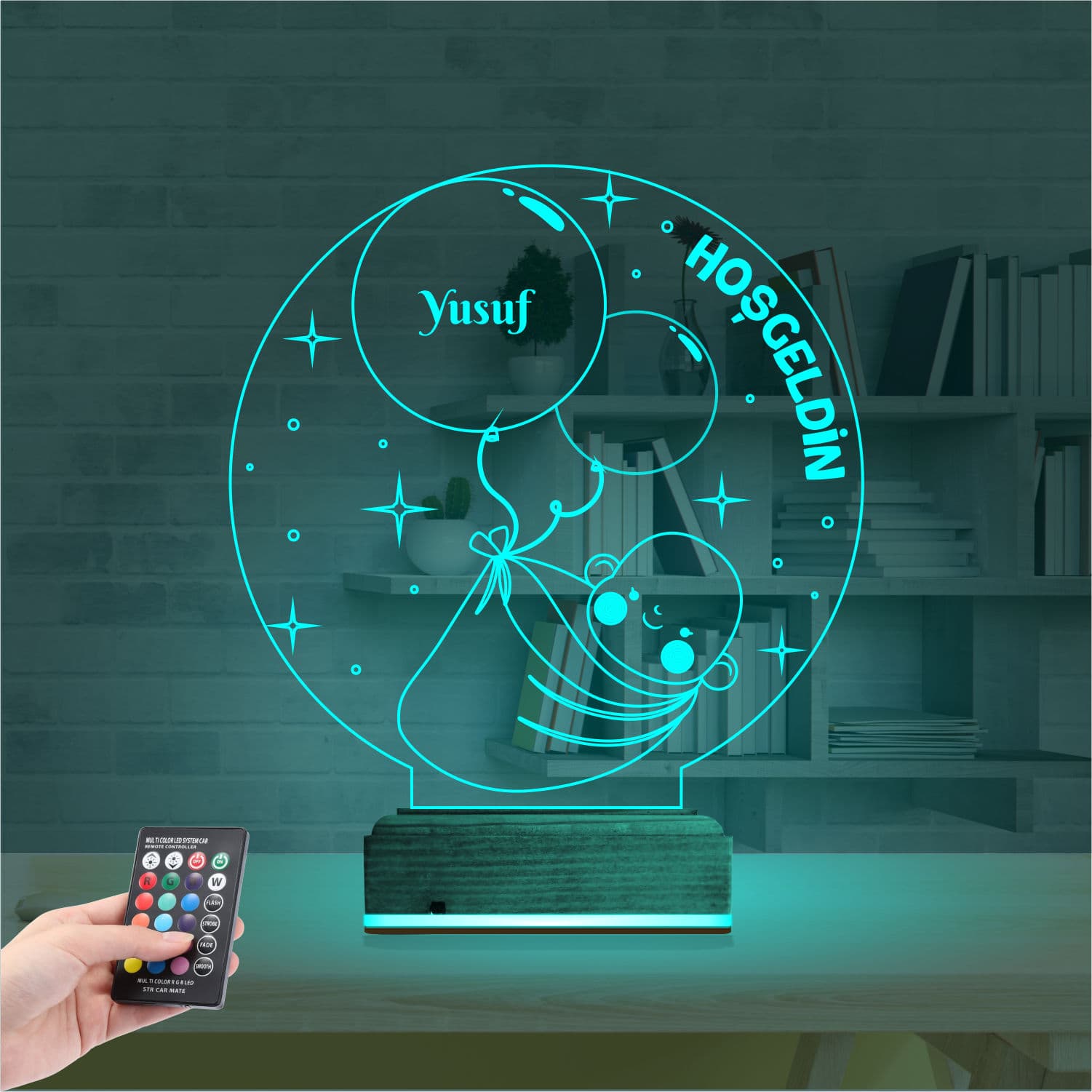 Младенец с шариками — 3D LED Ночник | Подарок на рождение 3