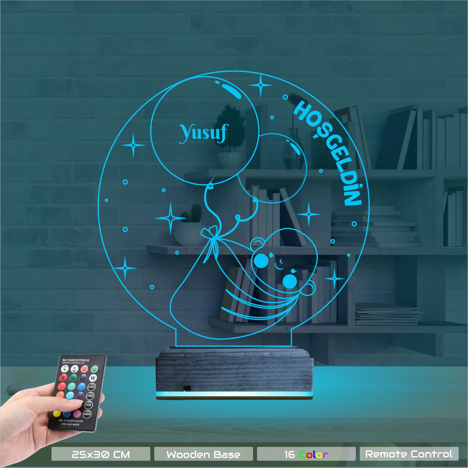 Младенец с шариками — 3D LED Ночник | Подарок на рождение 9