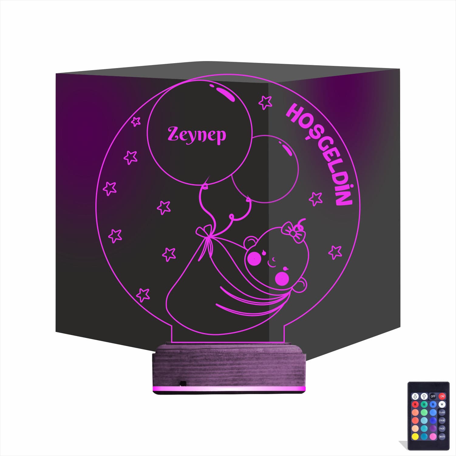 Младенец и шары — 3D LED Ночник | Подарок на рождение ребенка 1