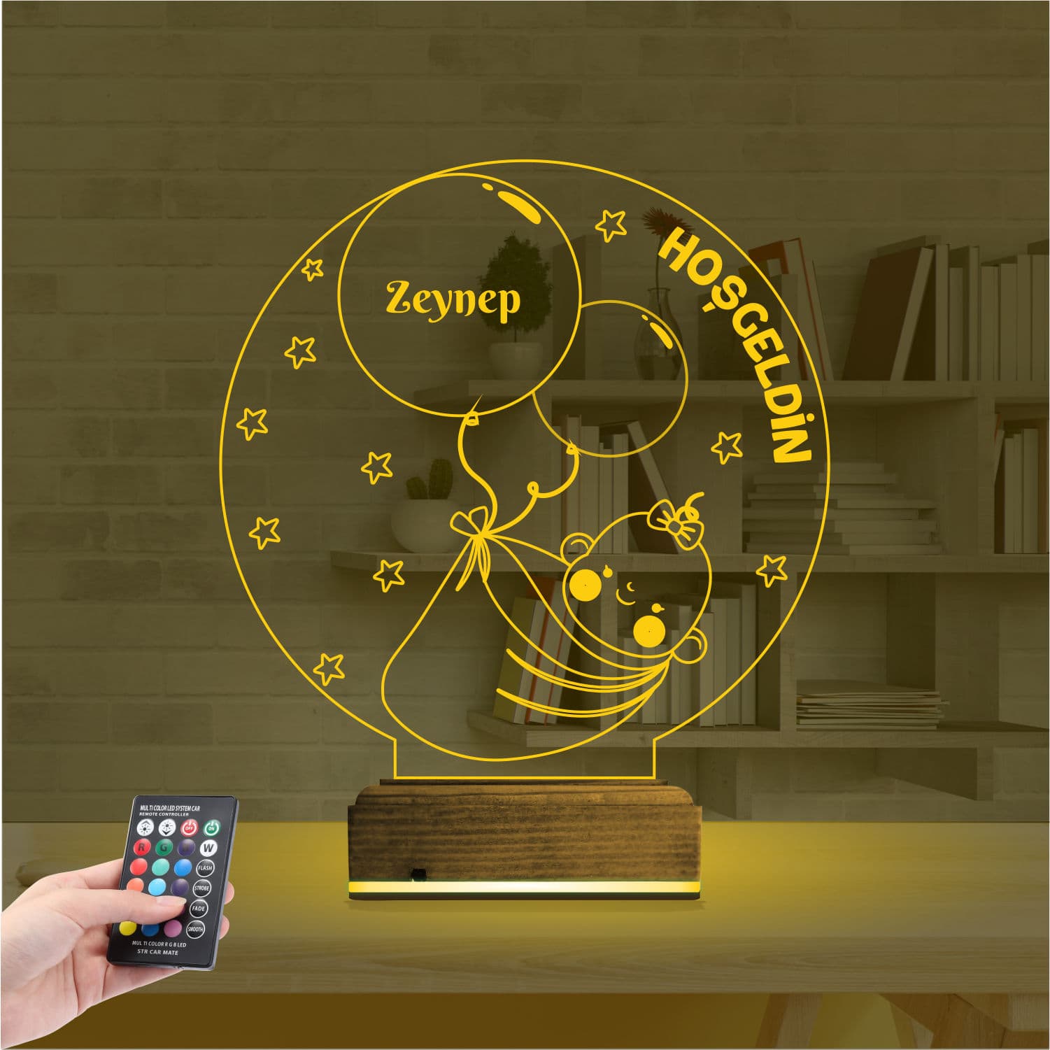 Младенец и шары — 3D LED Ночник | Подарок на рождение ребенка 8