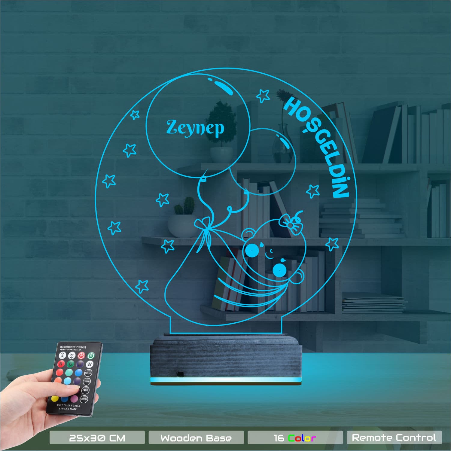 Младенец и шары — 3D LED Ночник | Подарок на рождение ребенка 9