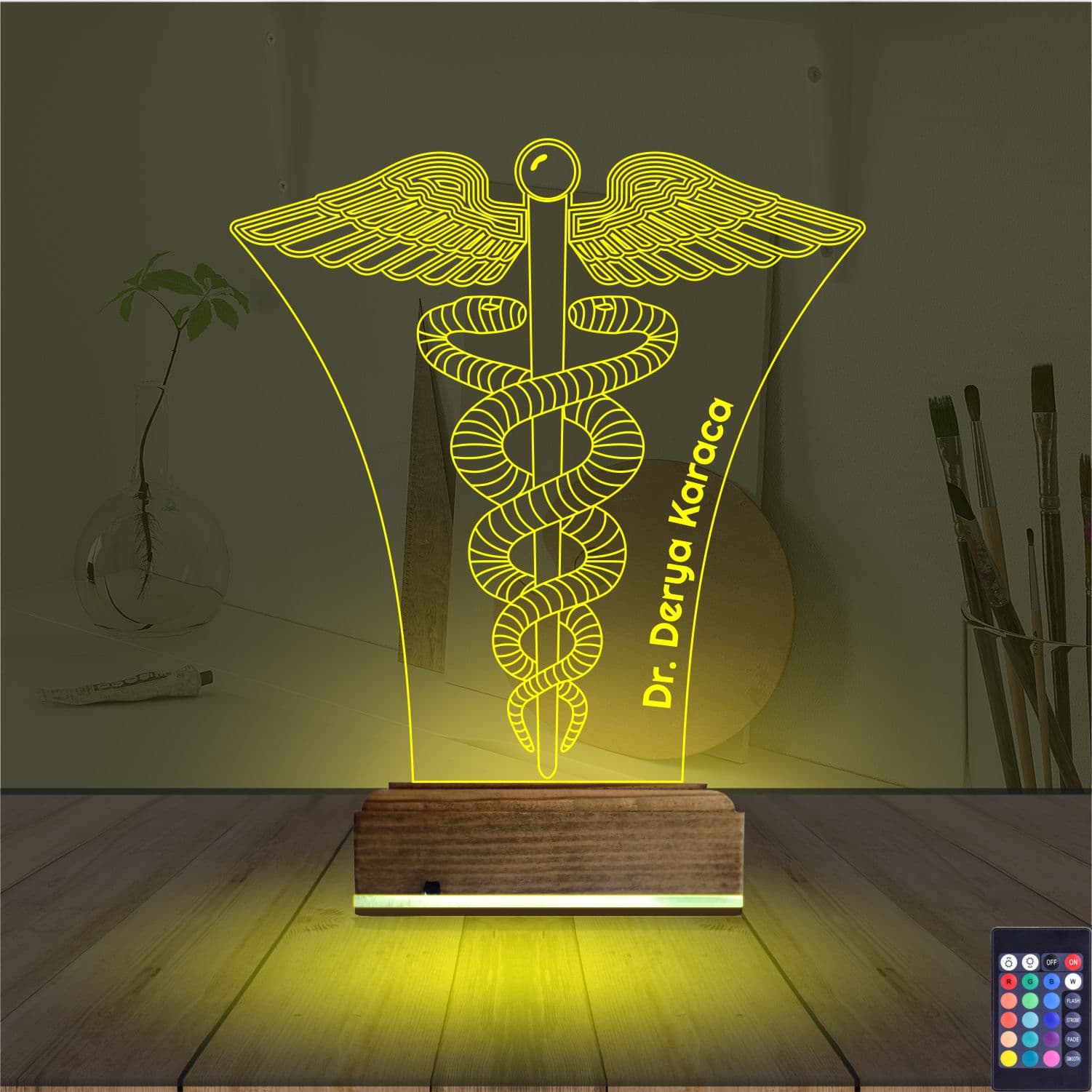 Кадуцей — 3D LED Ночник | Подарок врачу 5