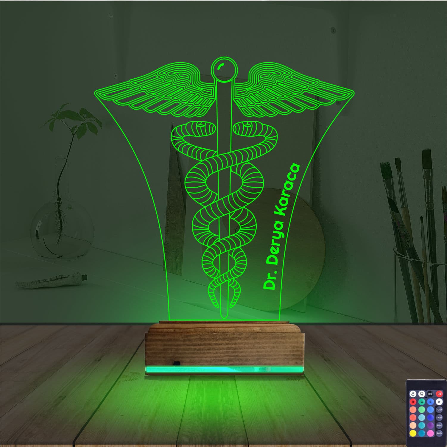 Кадуцей — 3D LED Ночник | Подарок врачу 6