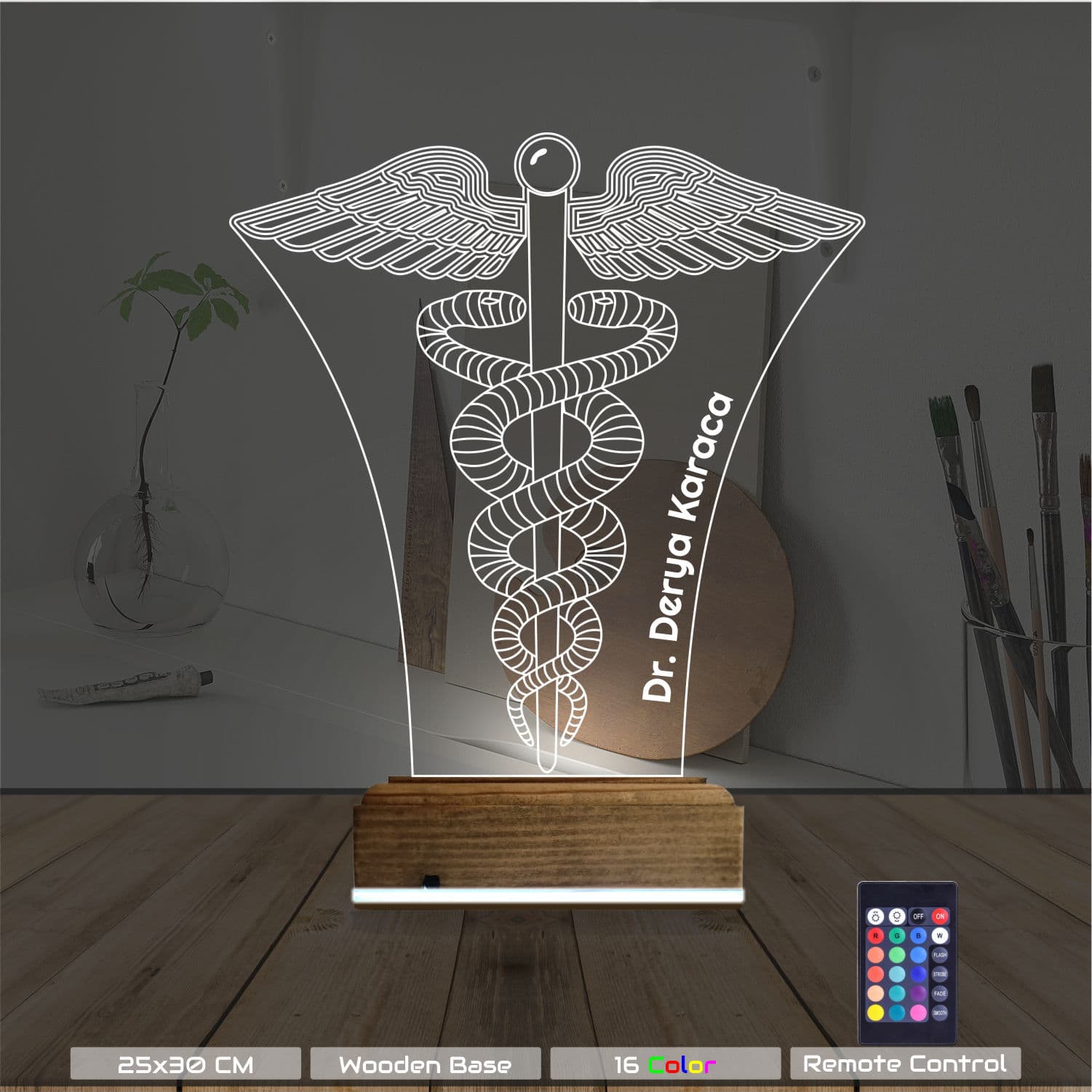 Кадуцей — 3D LED Ночник | Подарок врачу 8