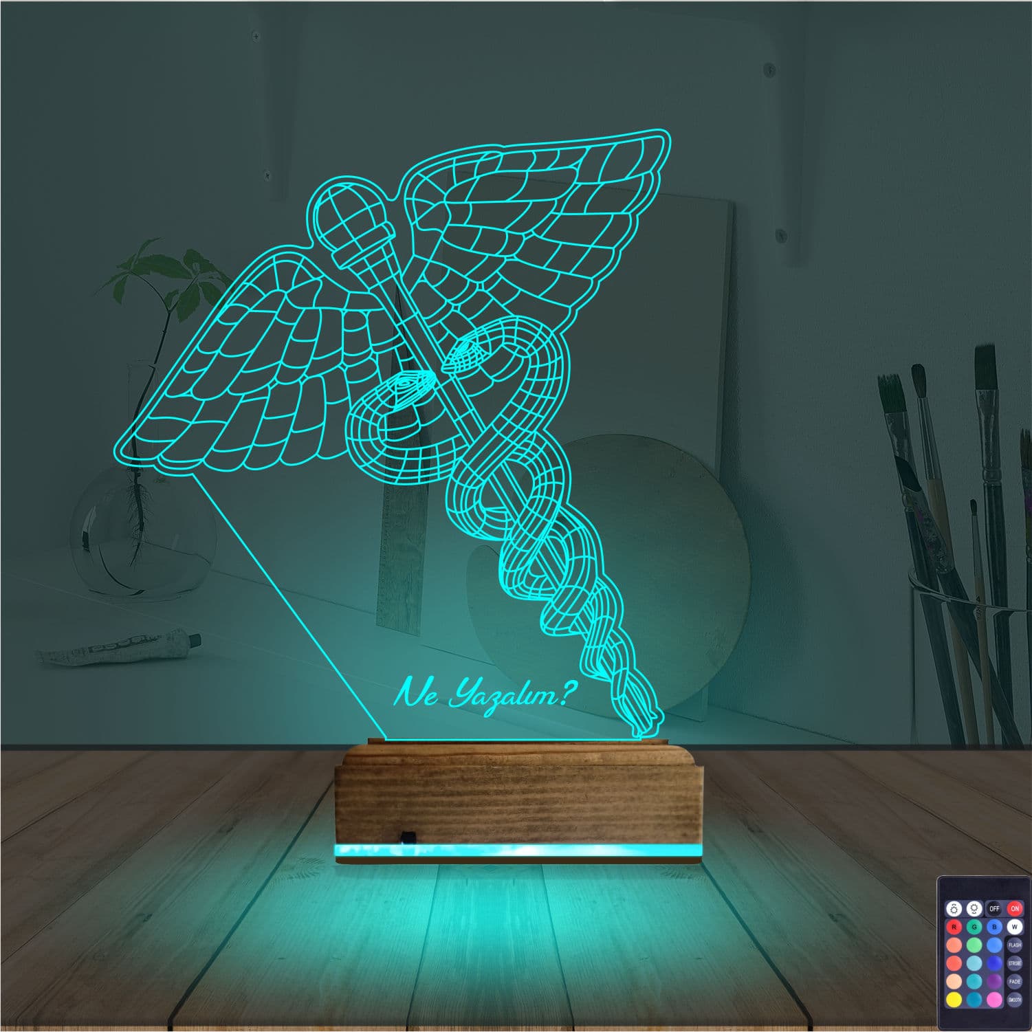 Кадуцей — 3D LED Ночник | Подарок врачу 3