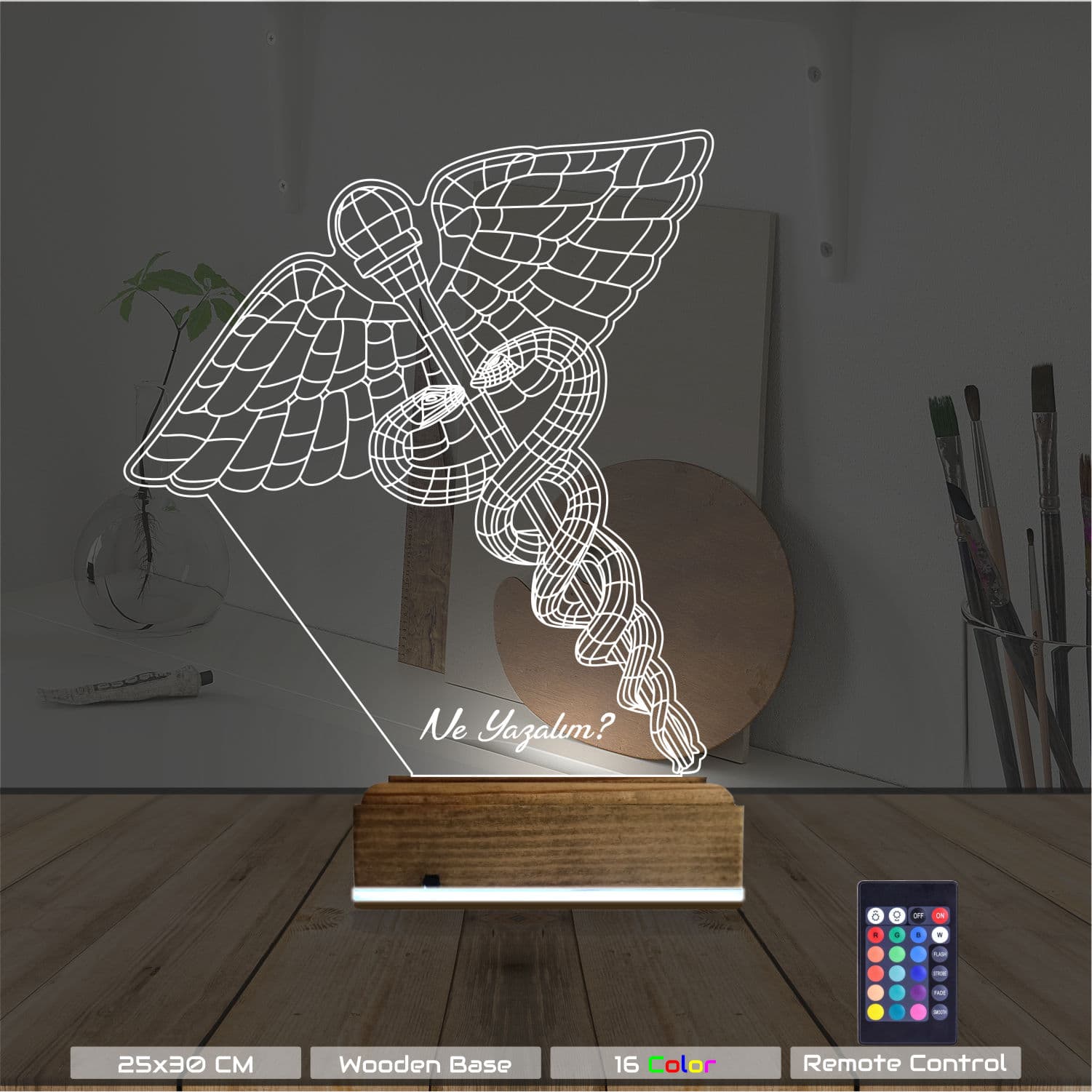 Кадуцей — 3D LED Ночник | Подарок врачу 8