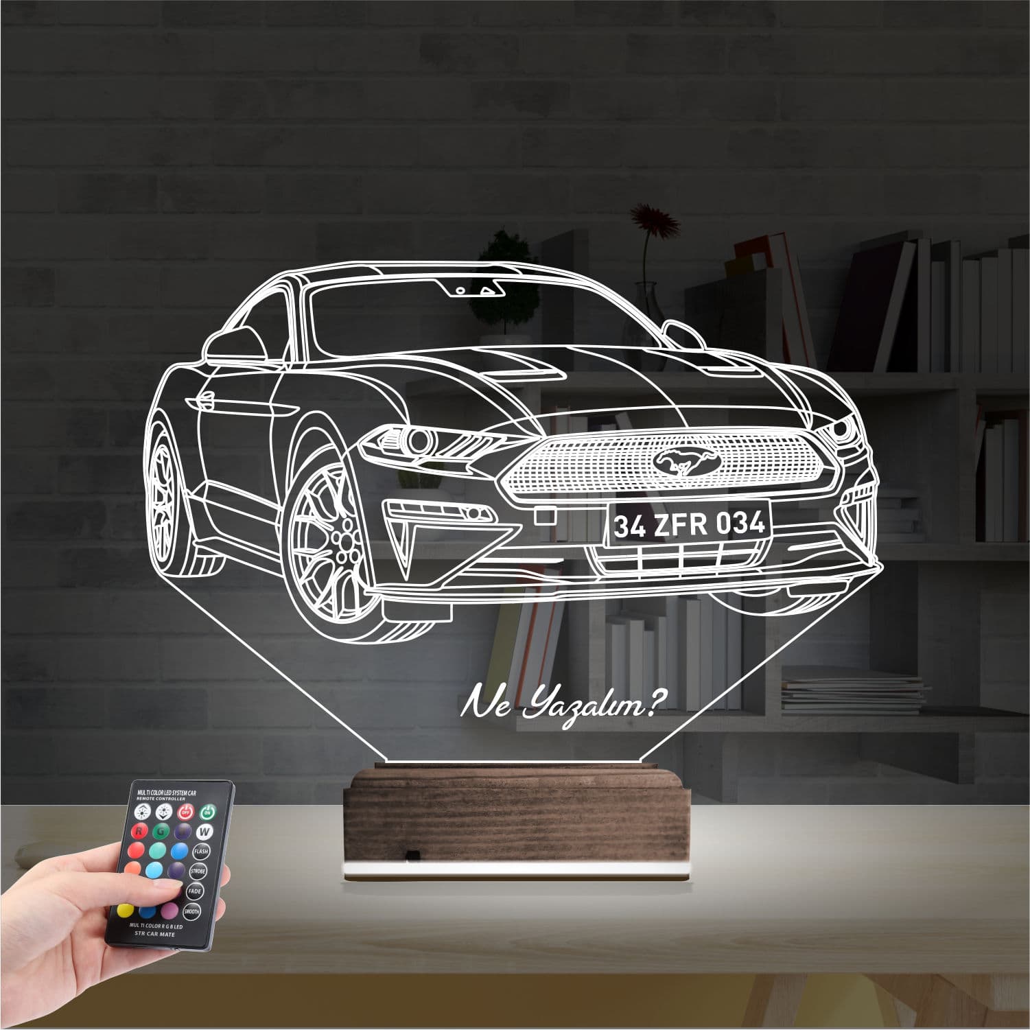 Mustang 3D Ночник с гравировкой имени 2