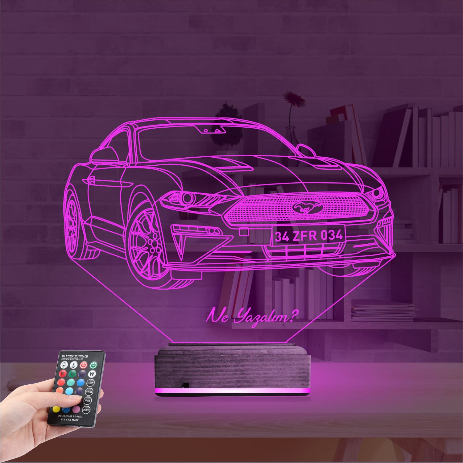 Mustang 3D Ночник с гравировкой имени 4