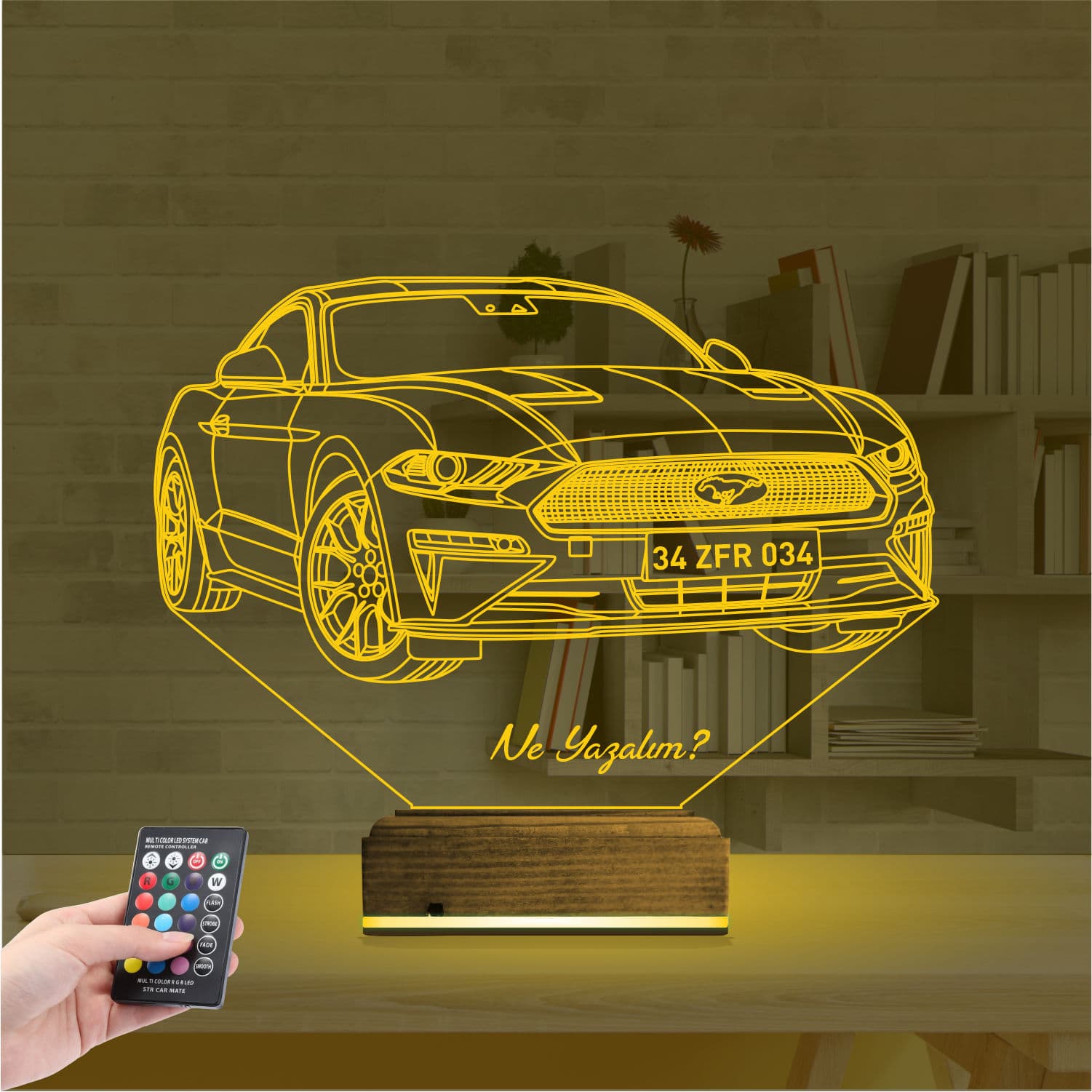 Mustang 3D Ночник с гравировкой имени 8