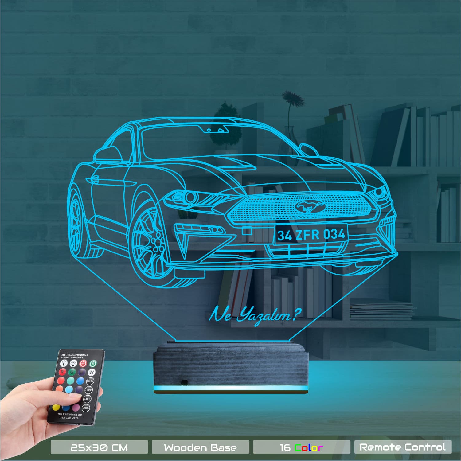 Mustang 3D Ночник с гравировкой имени 9