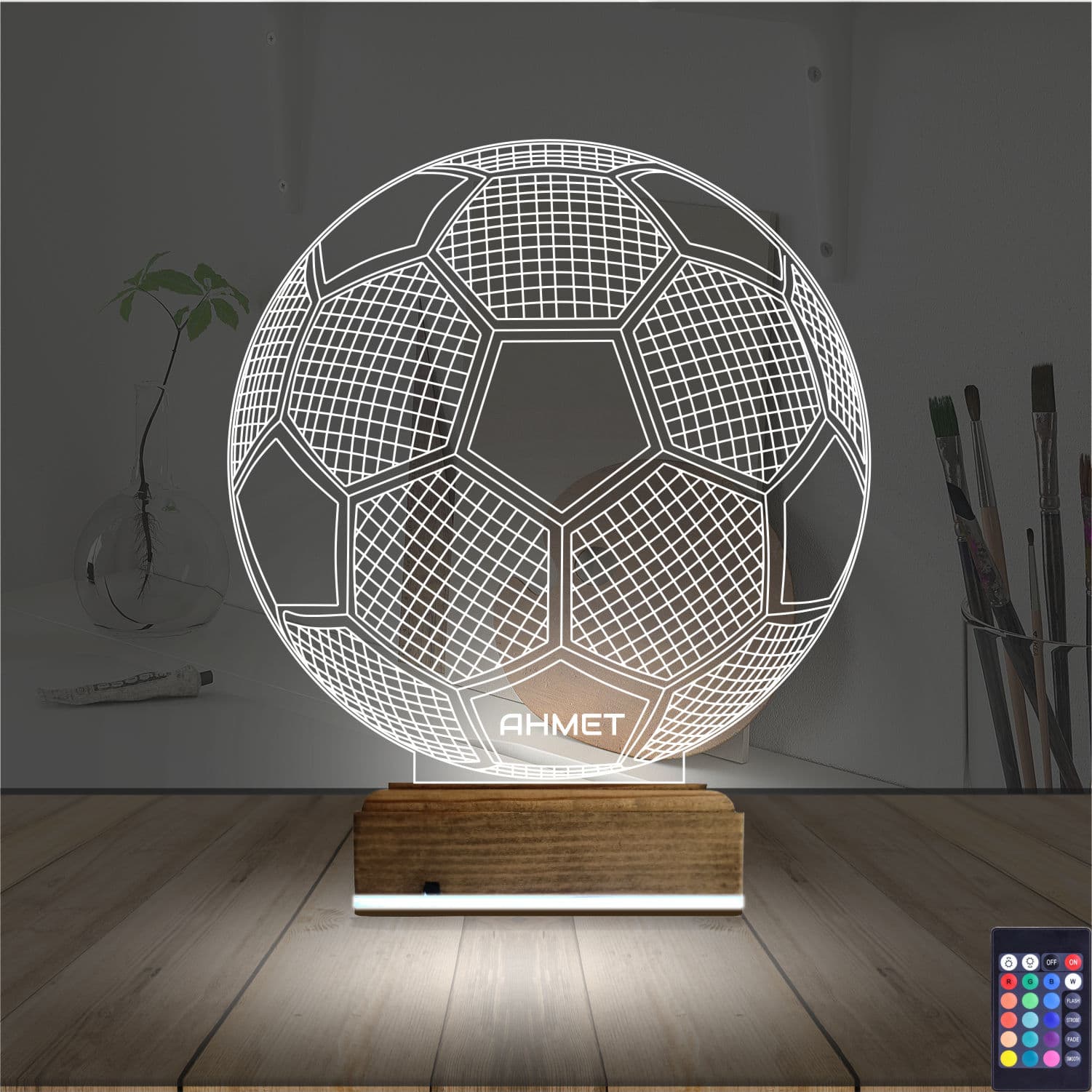 Именной футбольный мяч — 3D LED Ночник | Подарок спортсмену 2