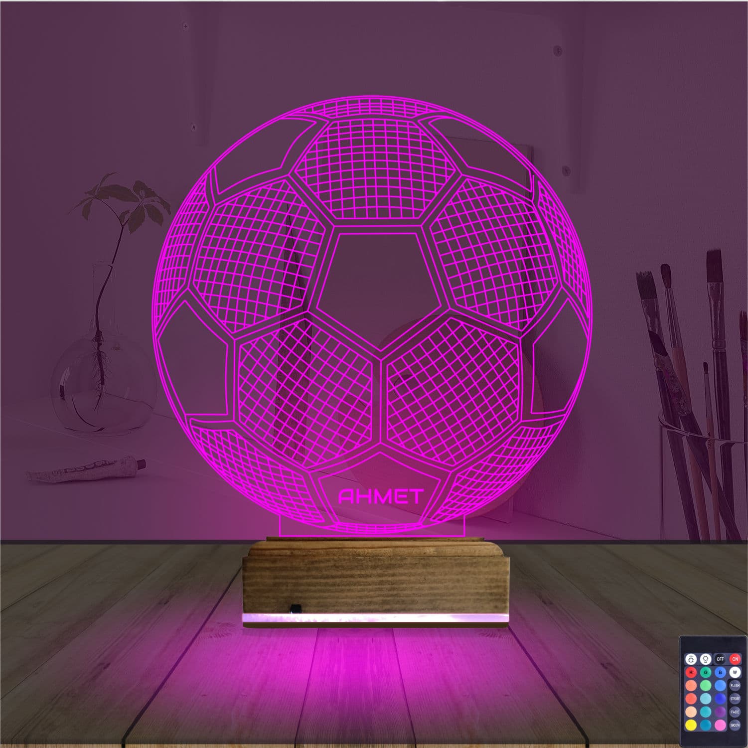 Именной футбольный мяч — 3D LED Ночник | Подарок спортсмену 4