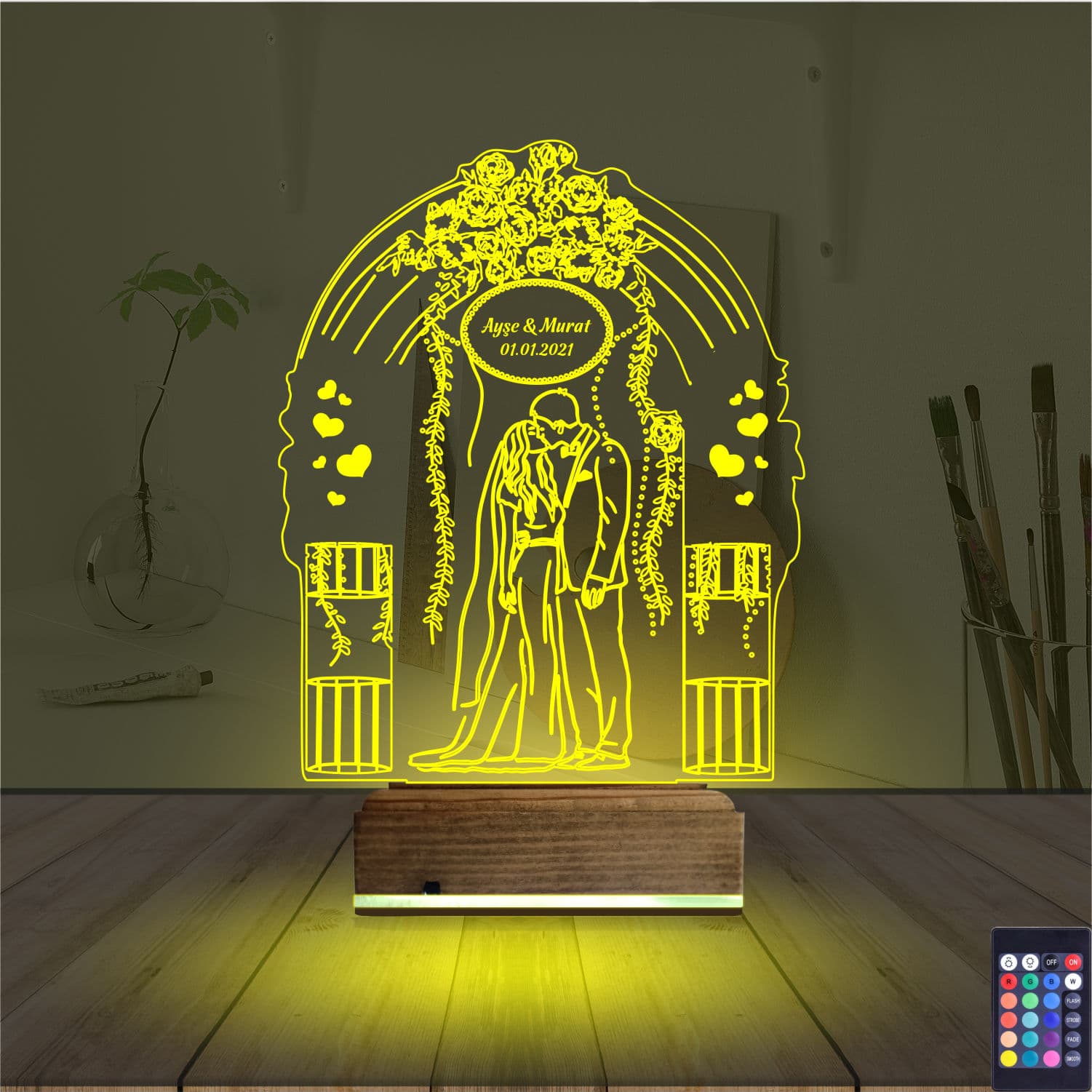 Свадебная арка и пара — 3D LED Ночник | Подарок на годовщину 5
