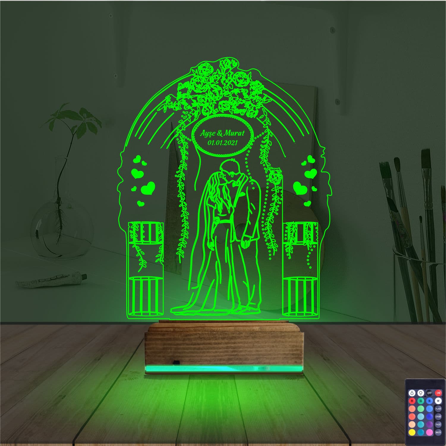Свадебная арка и пара — 3D LED Ночник | Подарок на годовщину 6