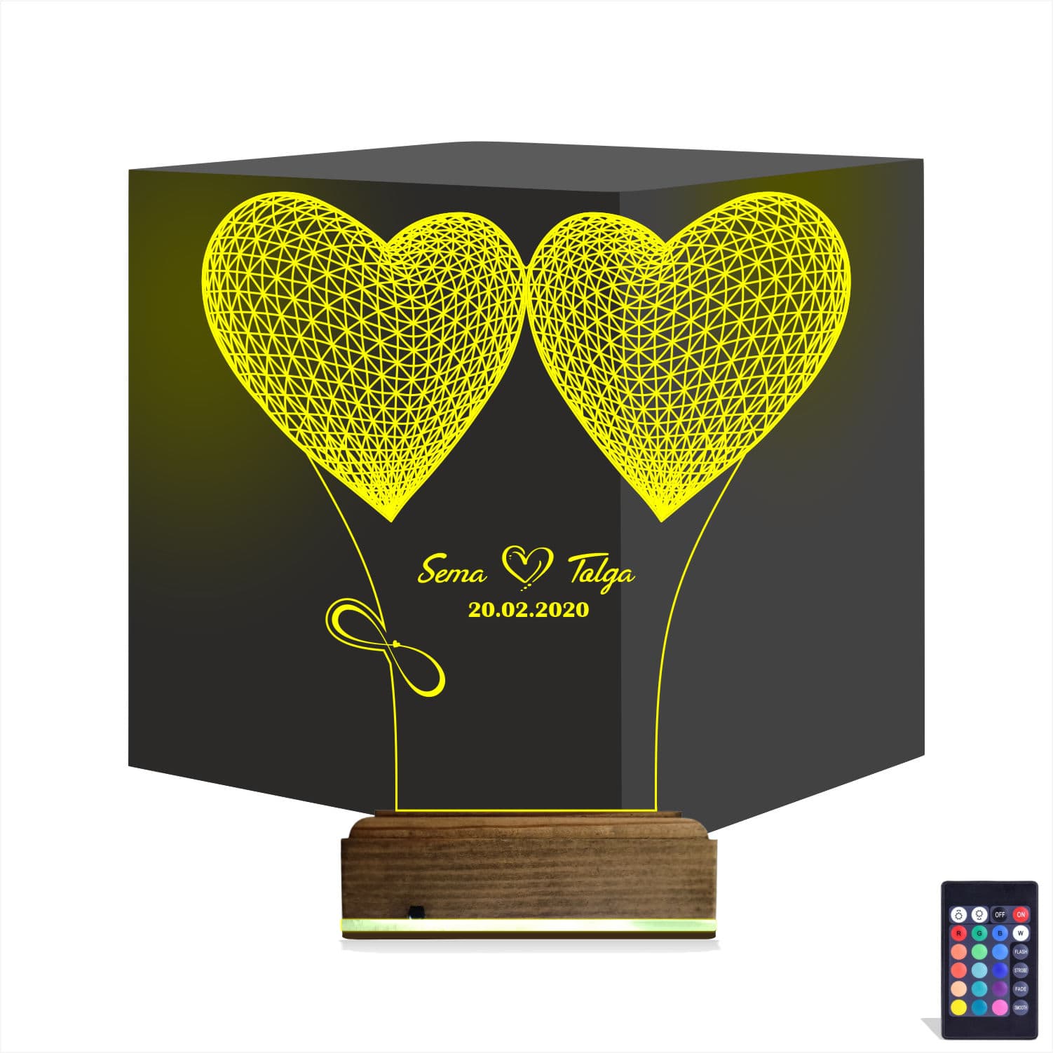 Сердца с именами — 3D LED Ночник | Романтический подарок 1