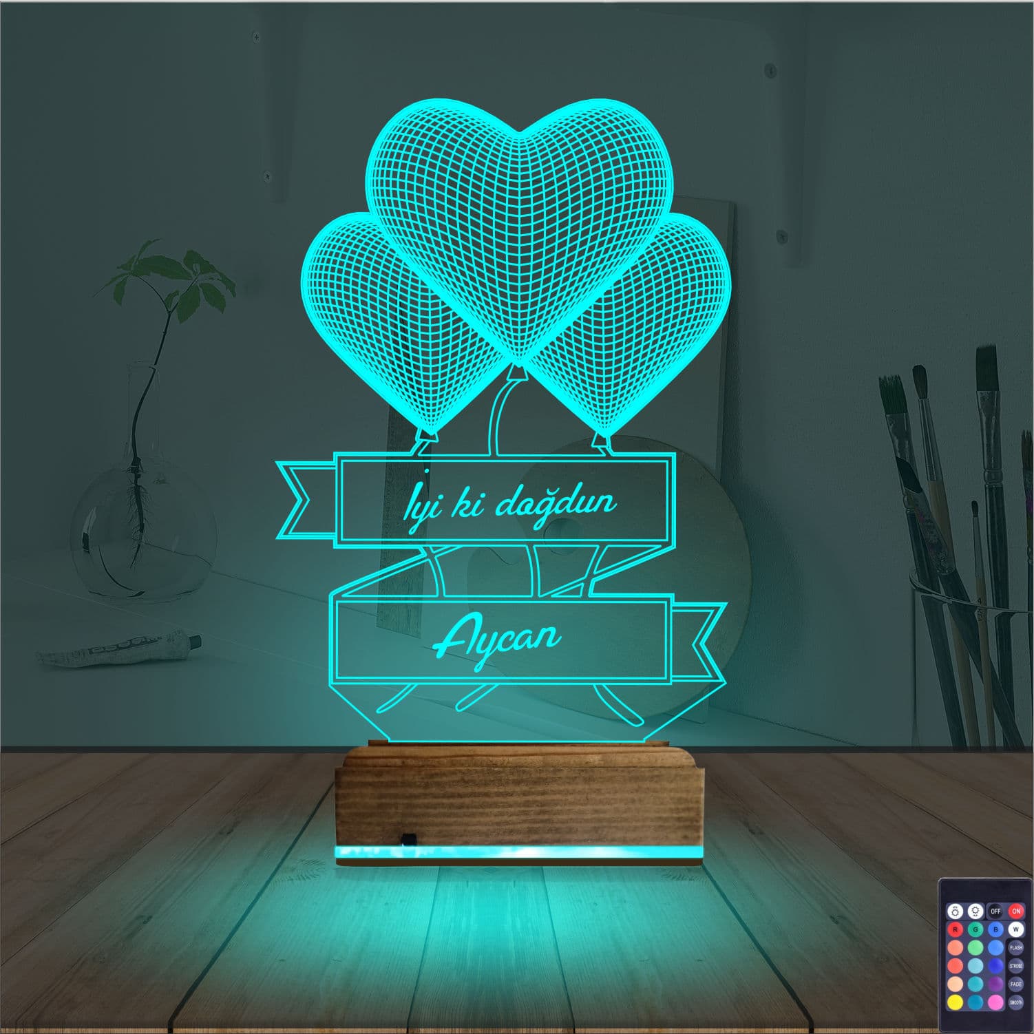 Сердца-шарики — 3D LED Ночник | Подарок на день рождения 3