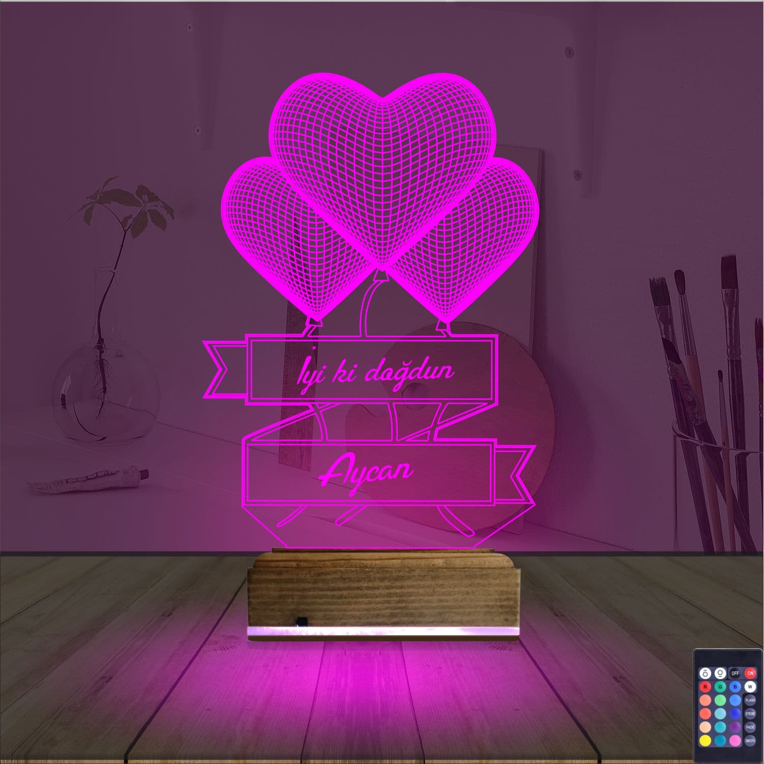 Сердца-шарики — 3D LED Ночник | Подарок на день рождения 4