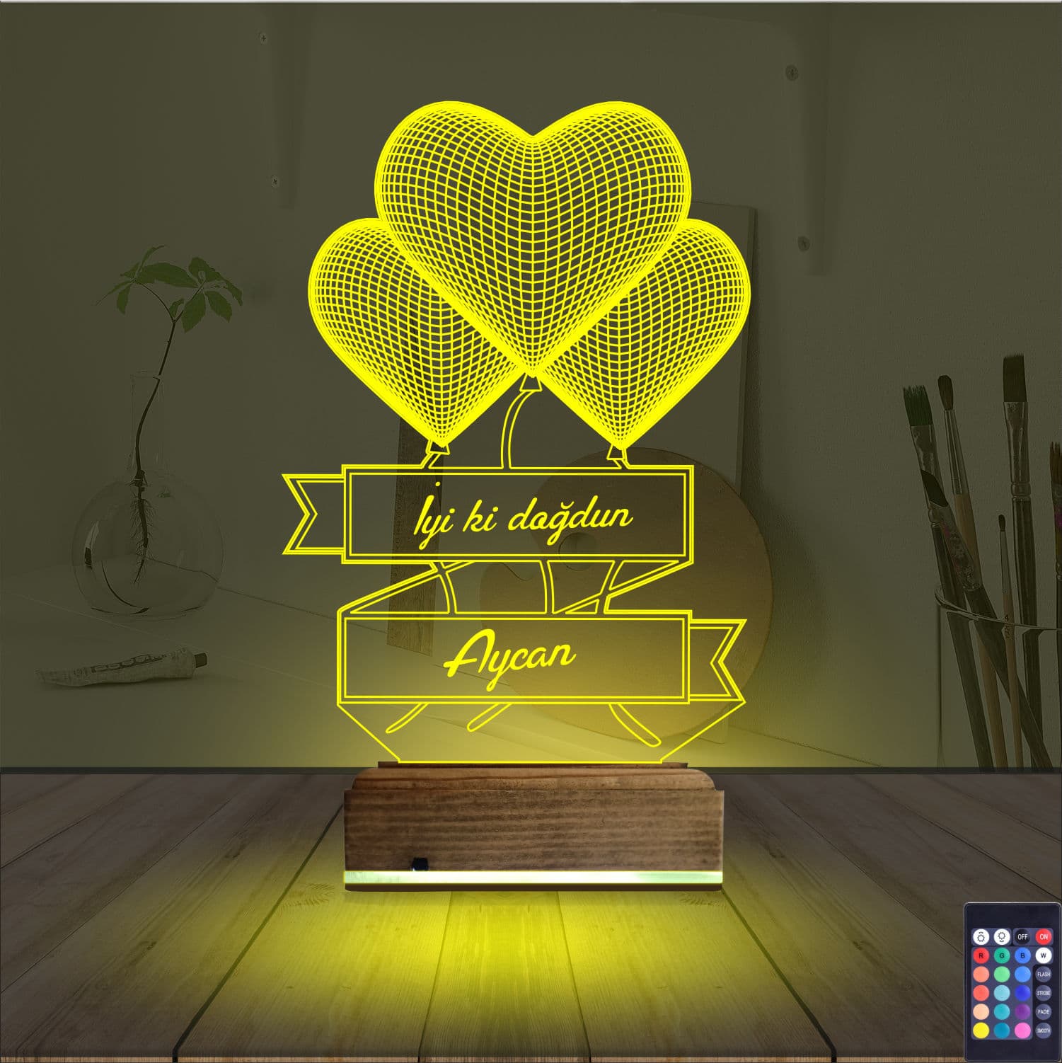 Сердца-шарики — 3D LED Ночник | Подарок на день рождения 5